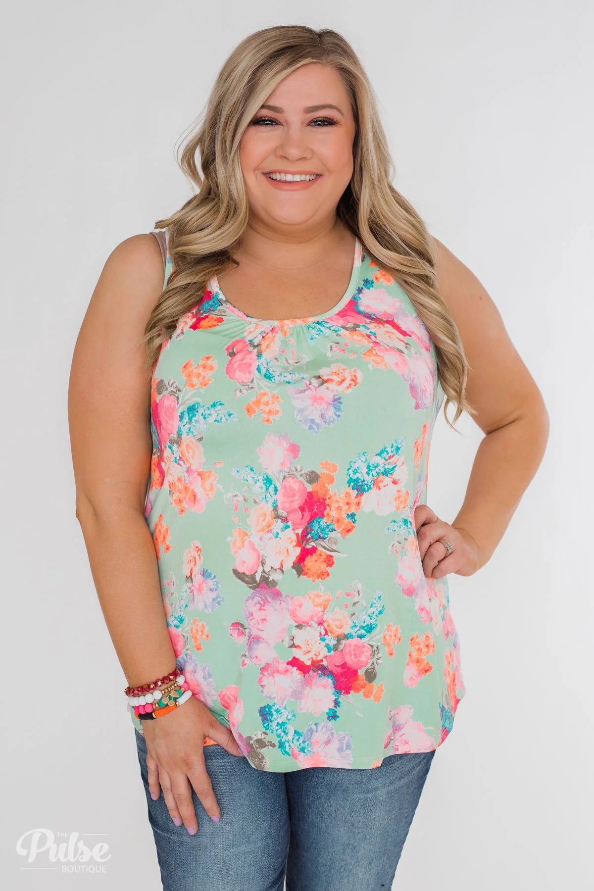 A Coral Floral Summer Tank- Mint - Image 14
