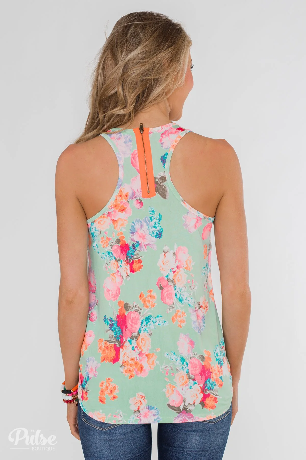 A Coral Floral Summer Tank- Mint - Image 15