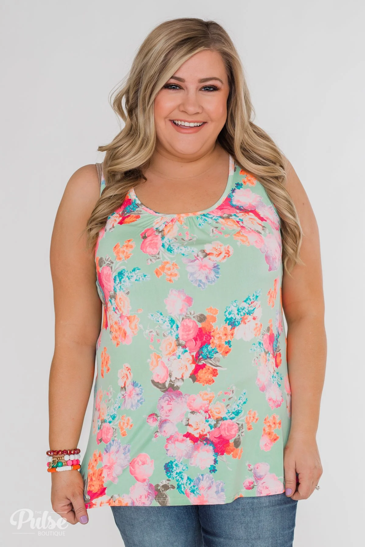 A Coral Floral Summer Tank- Mint - Image 6
