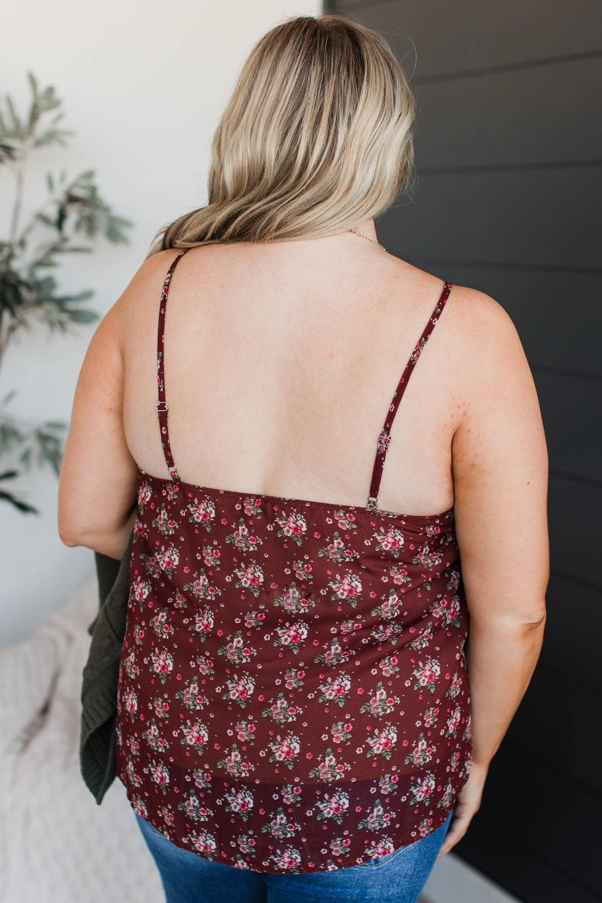 All I Could Want Floral Tank Top- Maroon - Image 10