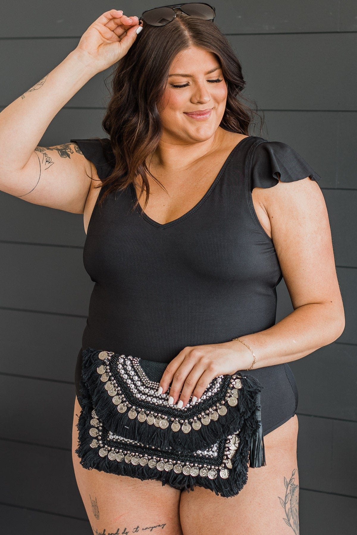 Beachside Bliss Ribbed One-Piece Swimsuit- Black - Image 10