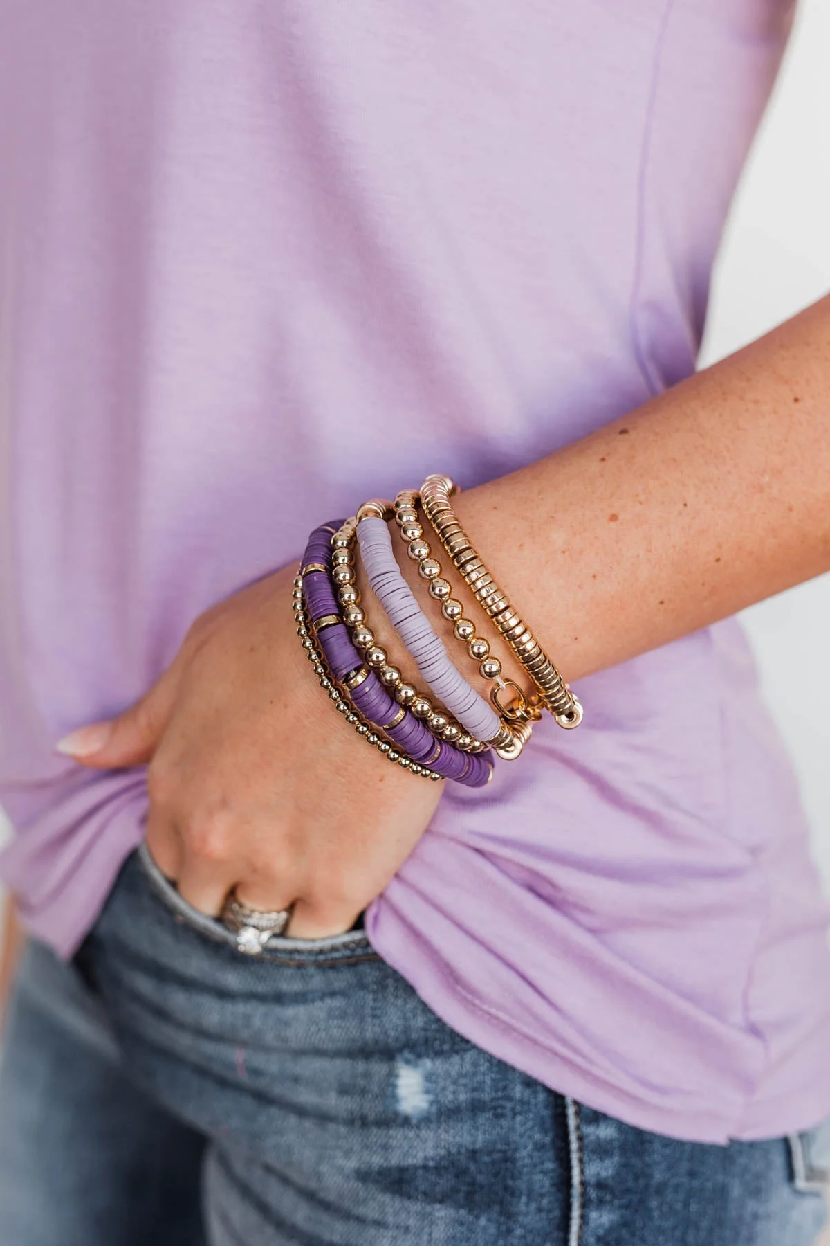 Bling Queen Gold Bracelet Set- Purple - Image 3