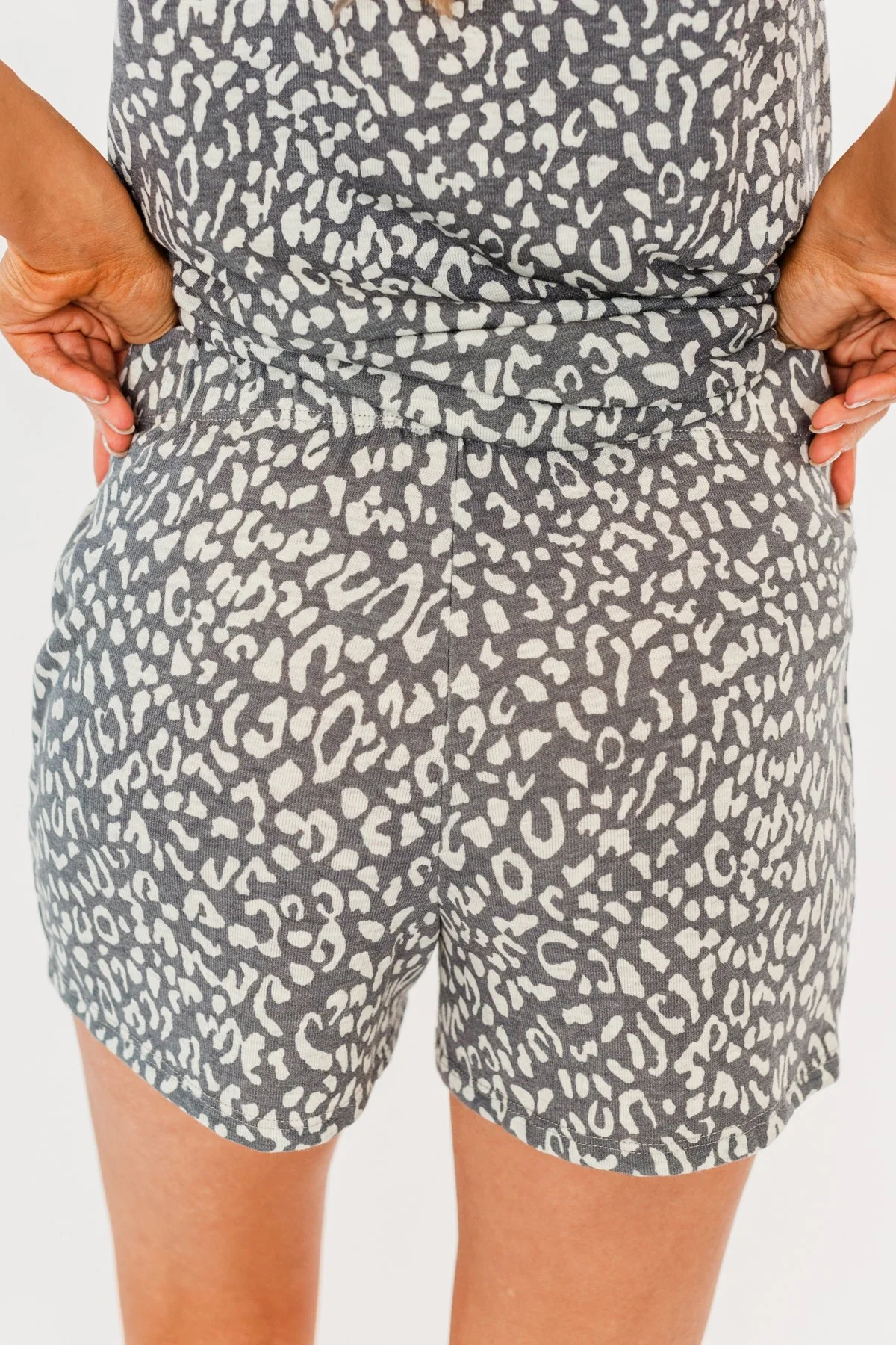 Born Wild Leopard Lounge Shorts- Charcoal & Ivory - Image 10