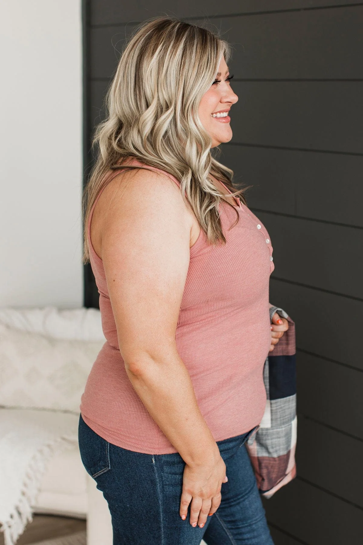 Bound To Be Beautiful Henley Tank Top- Mauve - Image 6