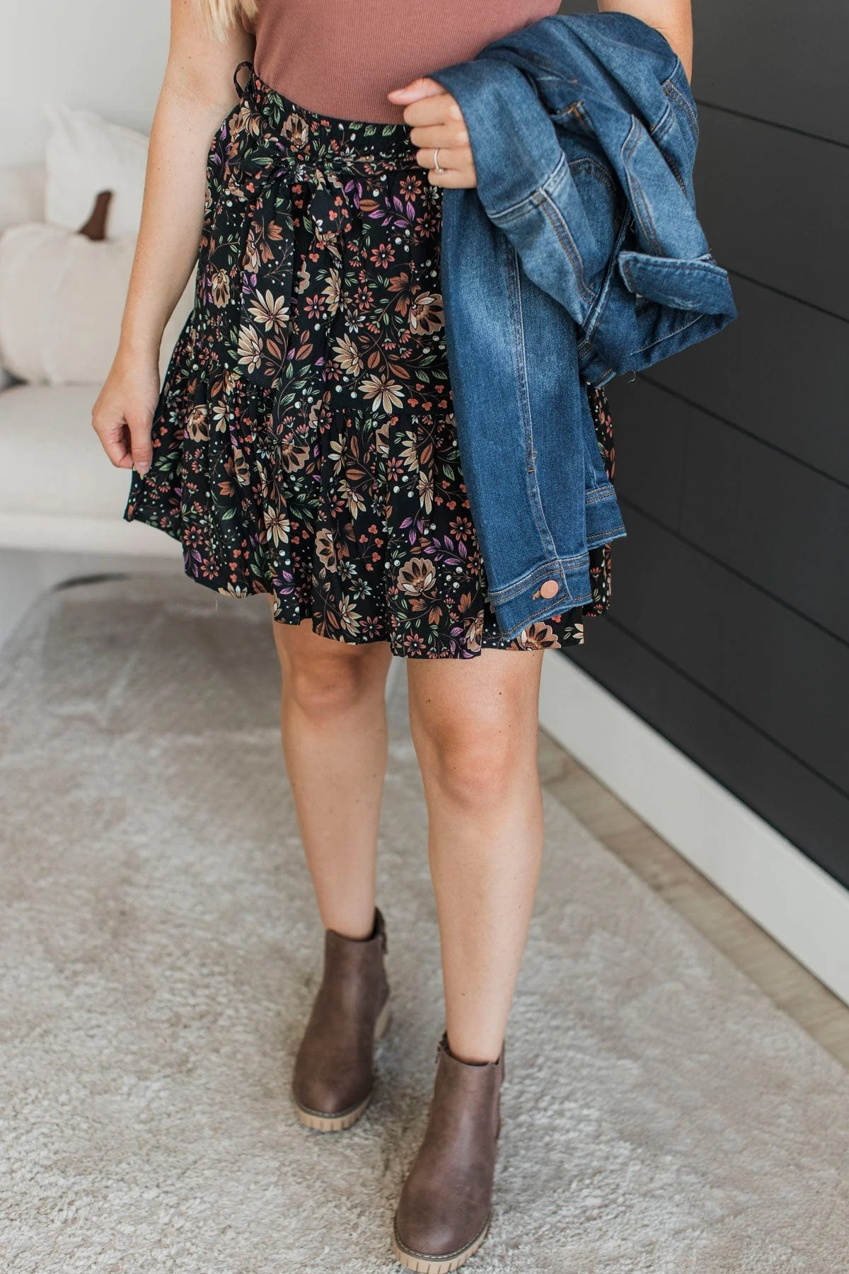 Bring On The Party Floral Skirt- Black - Image 3