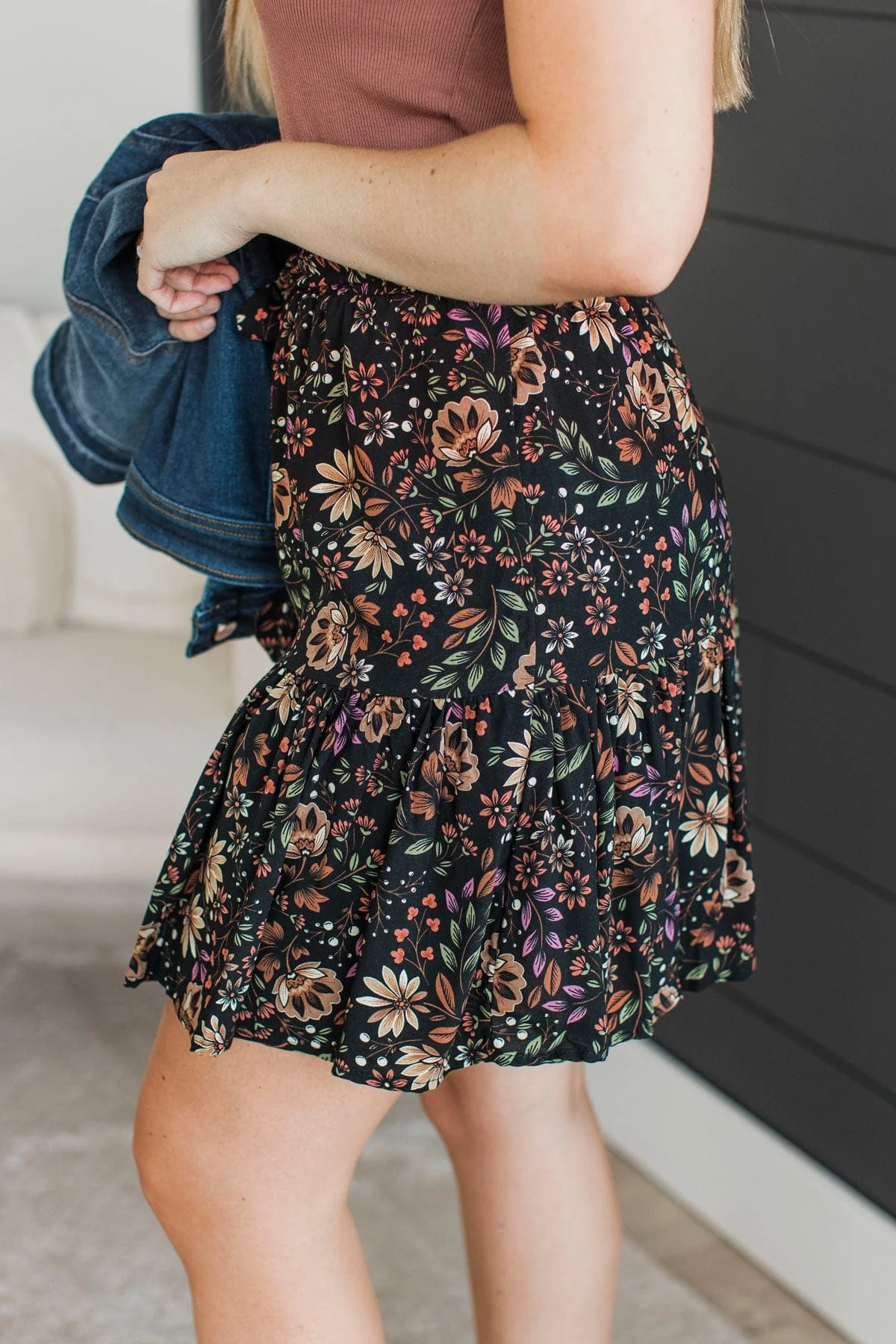 Bring On The Party Floral Skirt- Black - Image 5