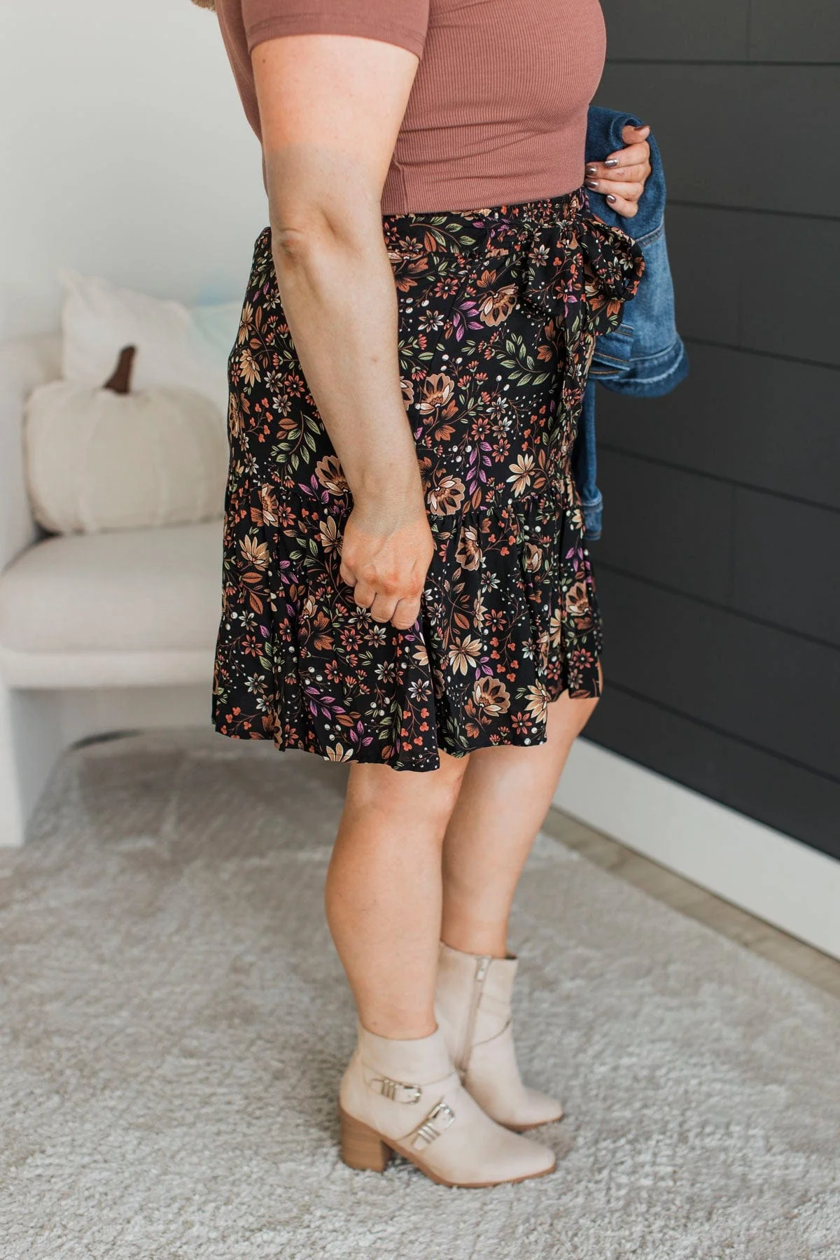 Bring On The Party Floral Skirt- Black - Image 6