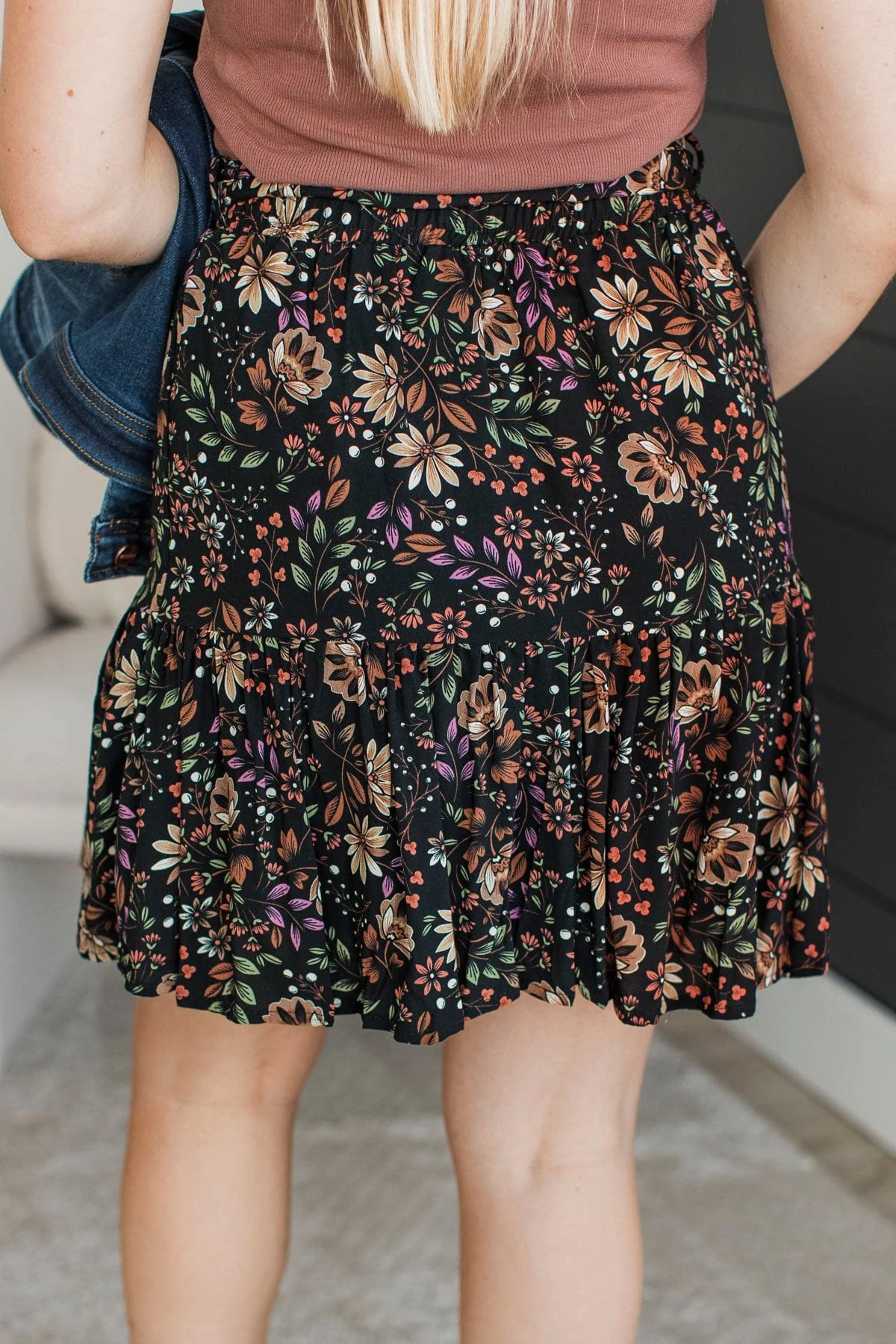 Bring On The Party Floral Skirt- Black - Image 7