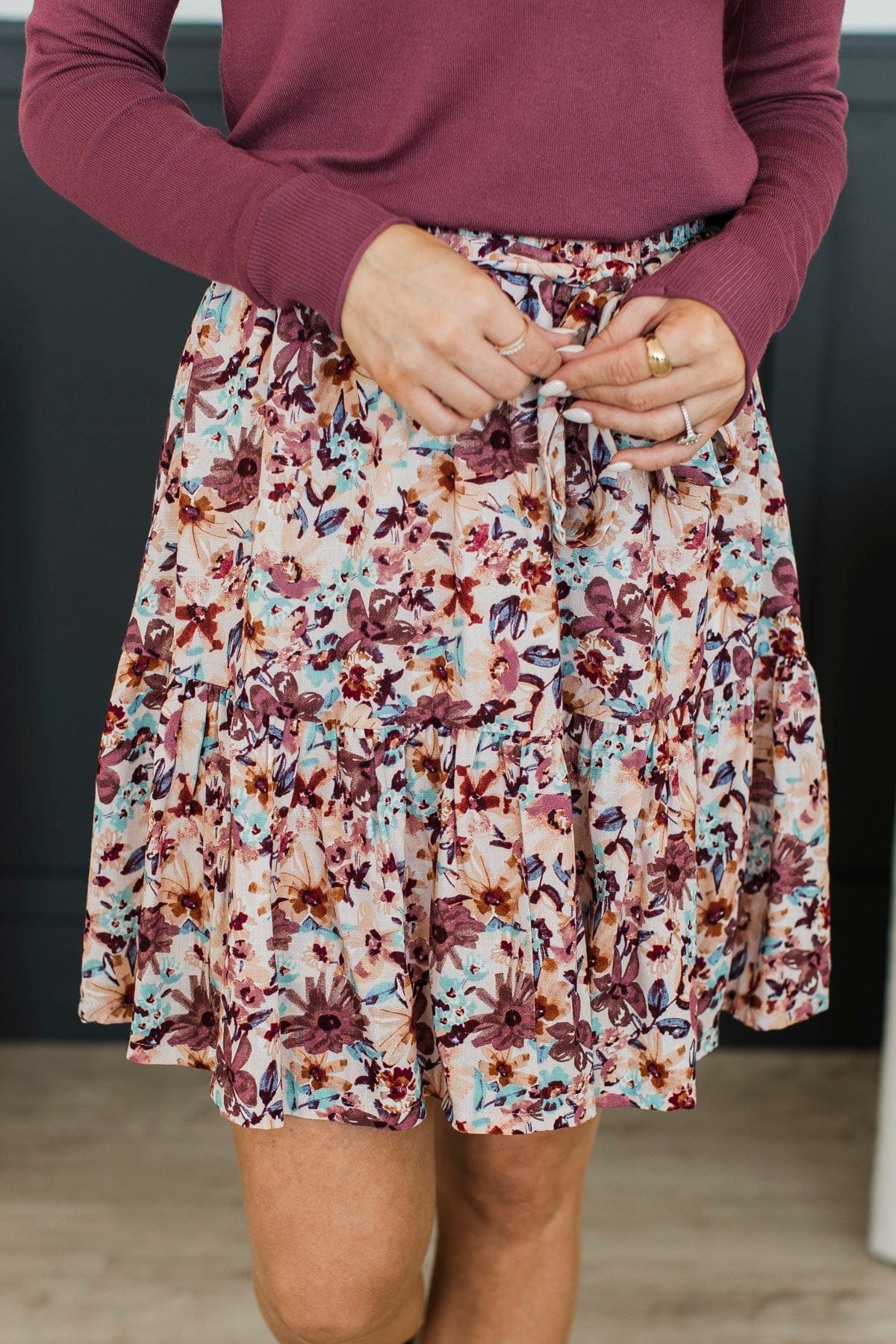 Bring On The Party Floral Skirt- Mauve - Image 3
