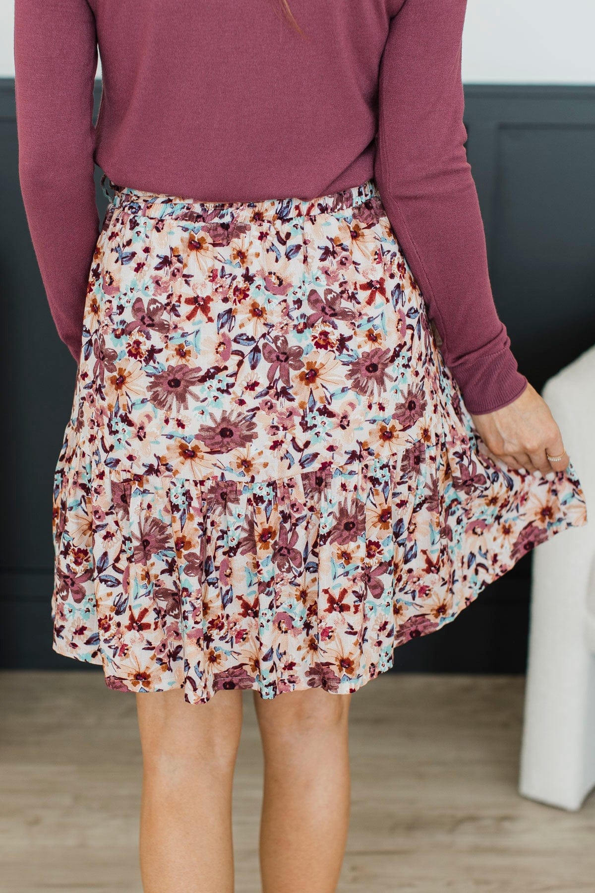 Bring On The Party Floral Skirt- Mauve - Image 7