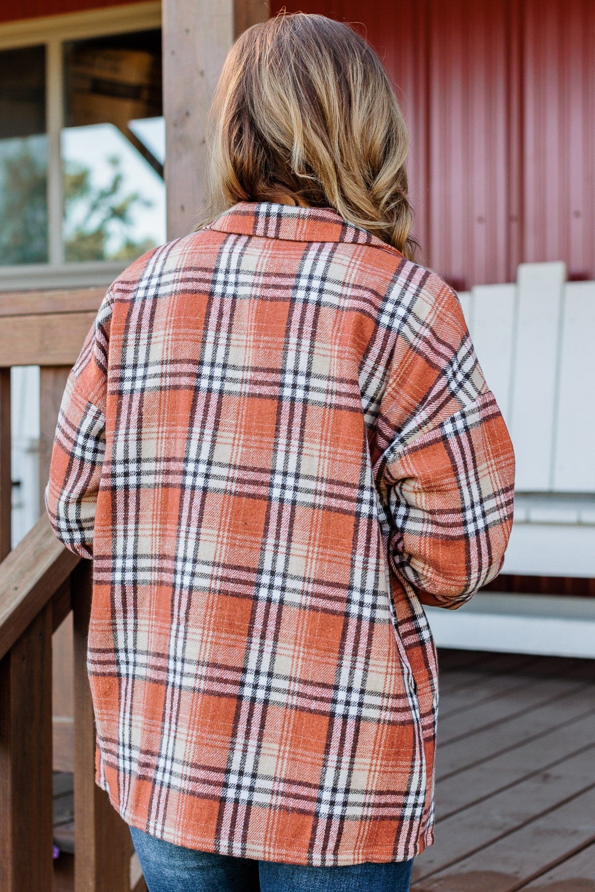 Campfire Nights Plaid Jacket- Burnt Orange - Image 10