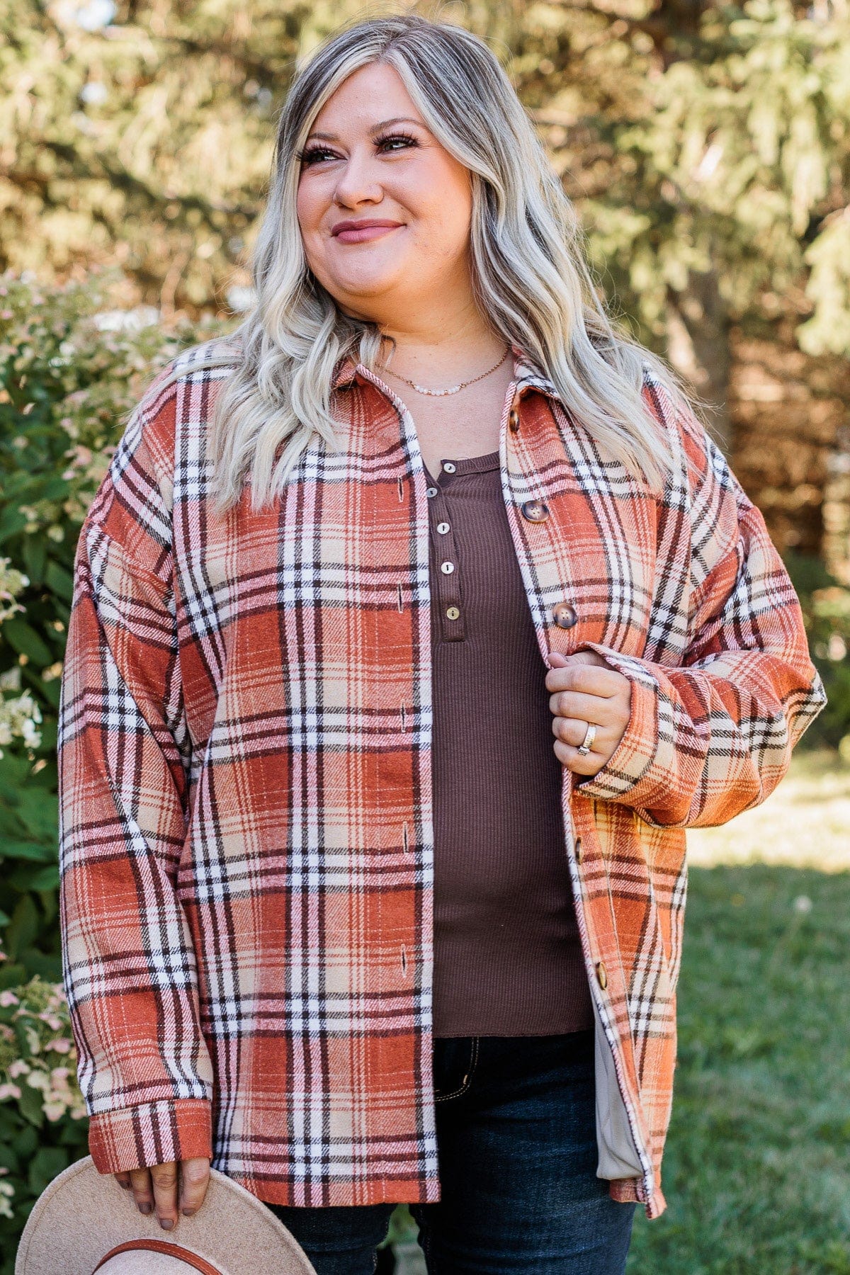 Campfire Nights Plaid Jacket- Burnt Orange - Image 3
