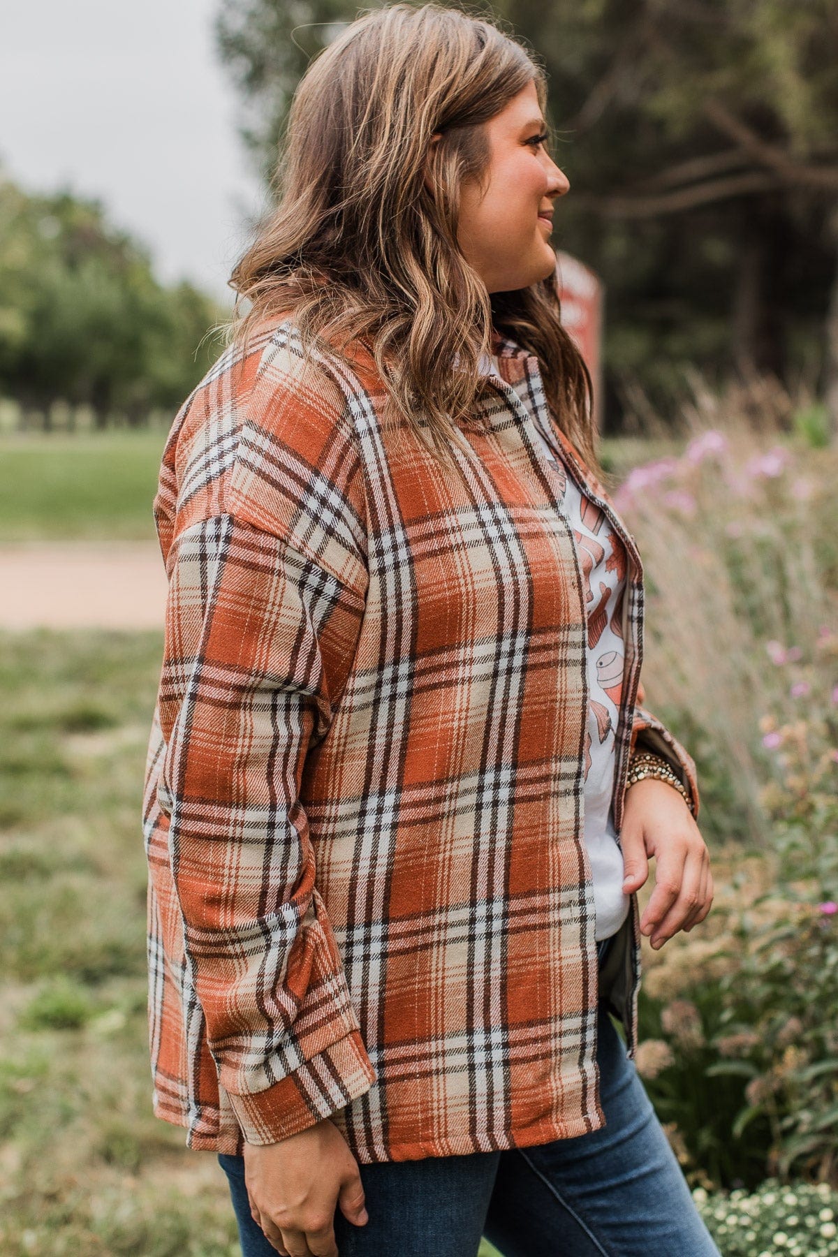 Campfire Nights Plaid Jacket- Burnt Orange - Image 8