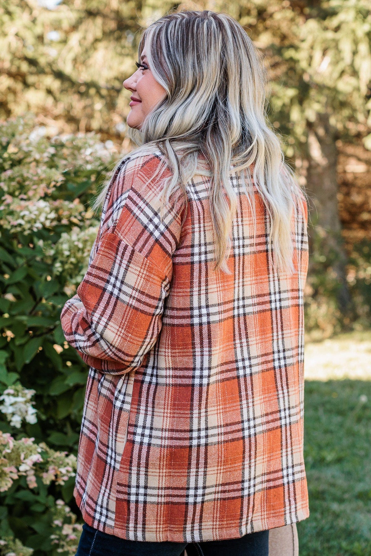 Campfire Nights Plaid Jacket- Burnt Orange - Image 9
