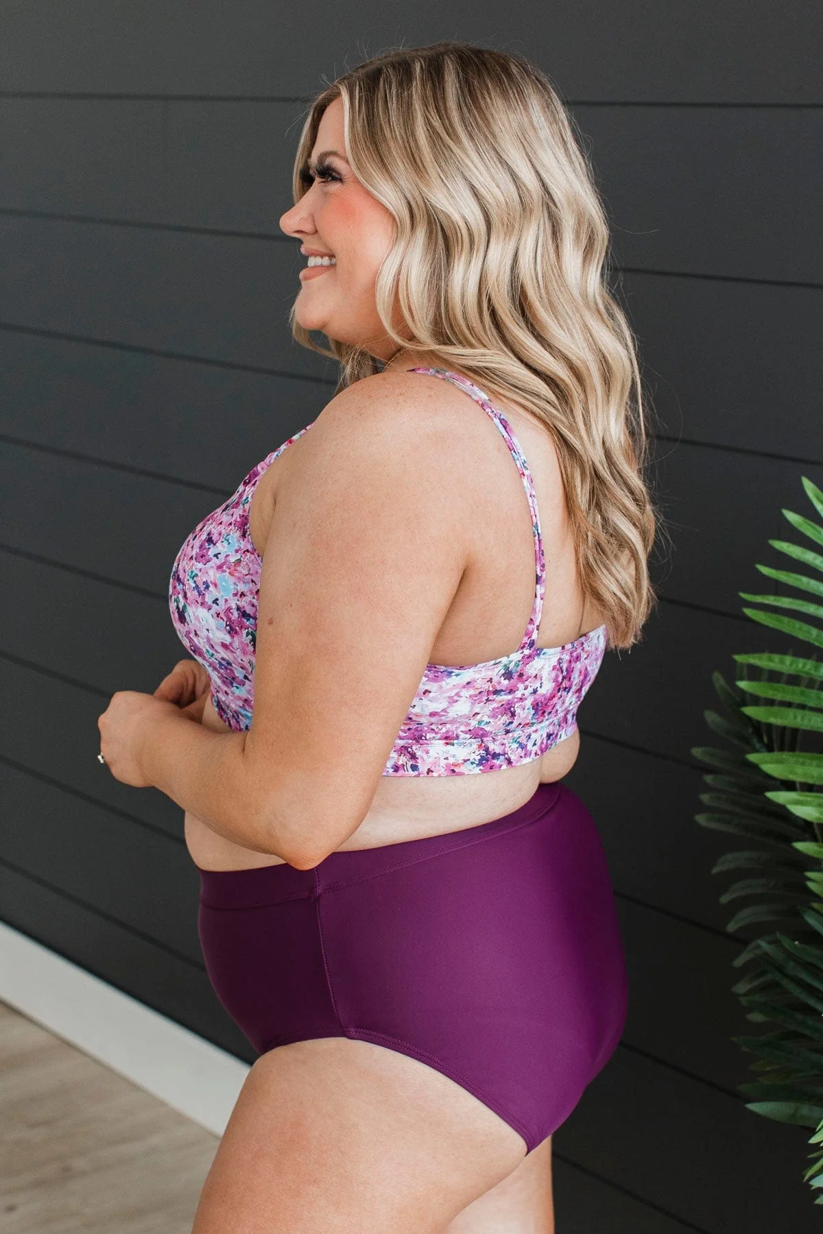 Capture The Coast Swim Top- Plum Floral - Image 4