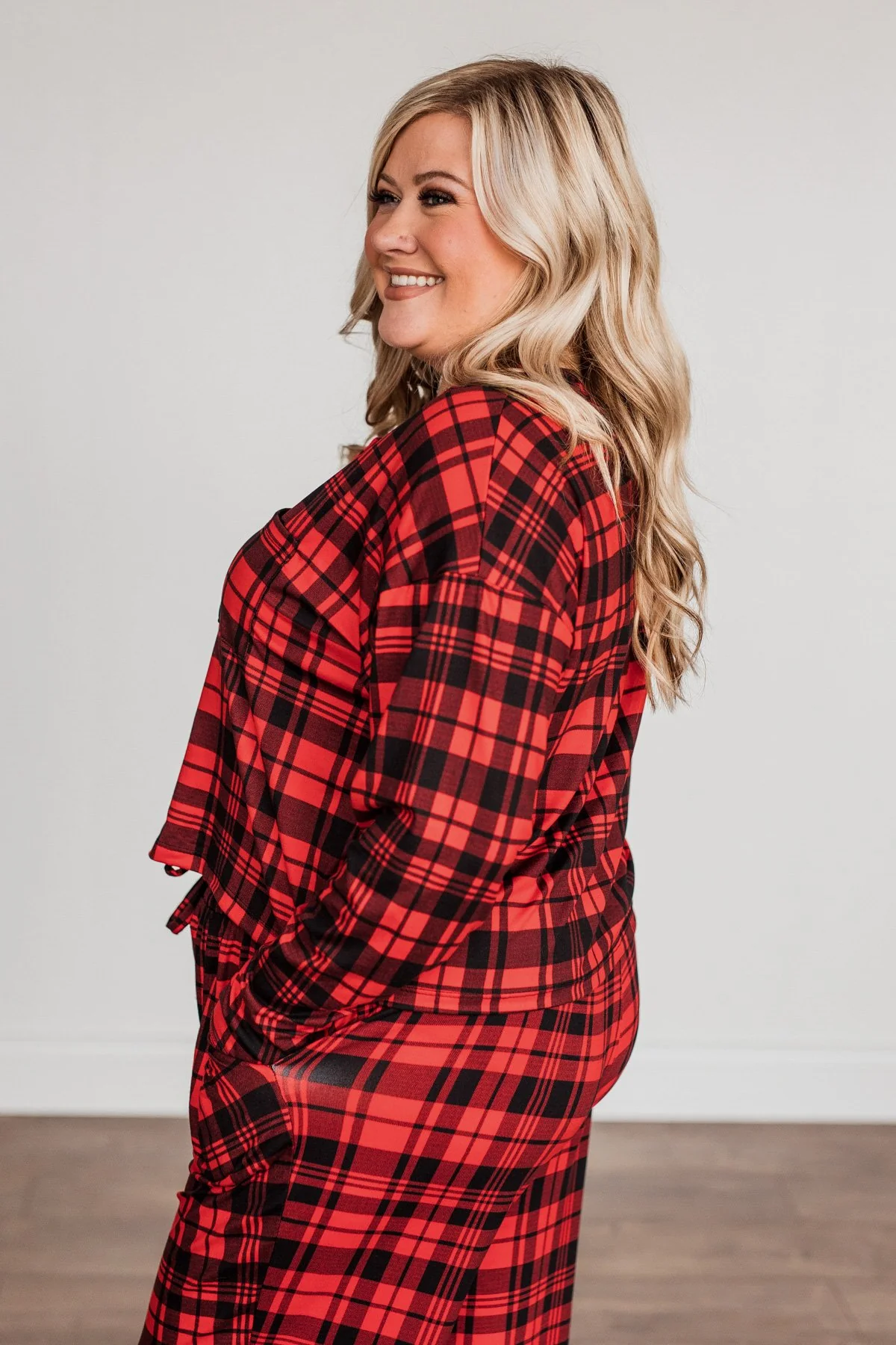 Chasing Snowflakes Plaid Lounge Top- Red & Black - Image 11