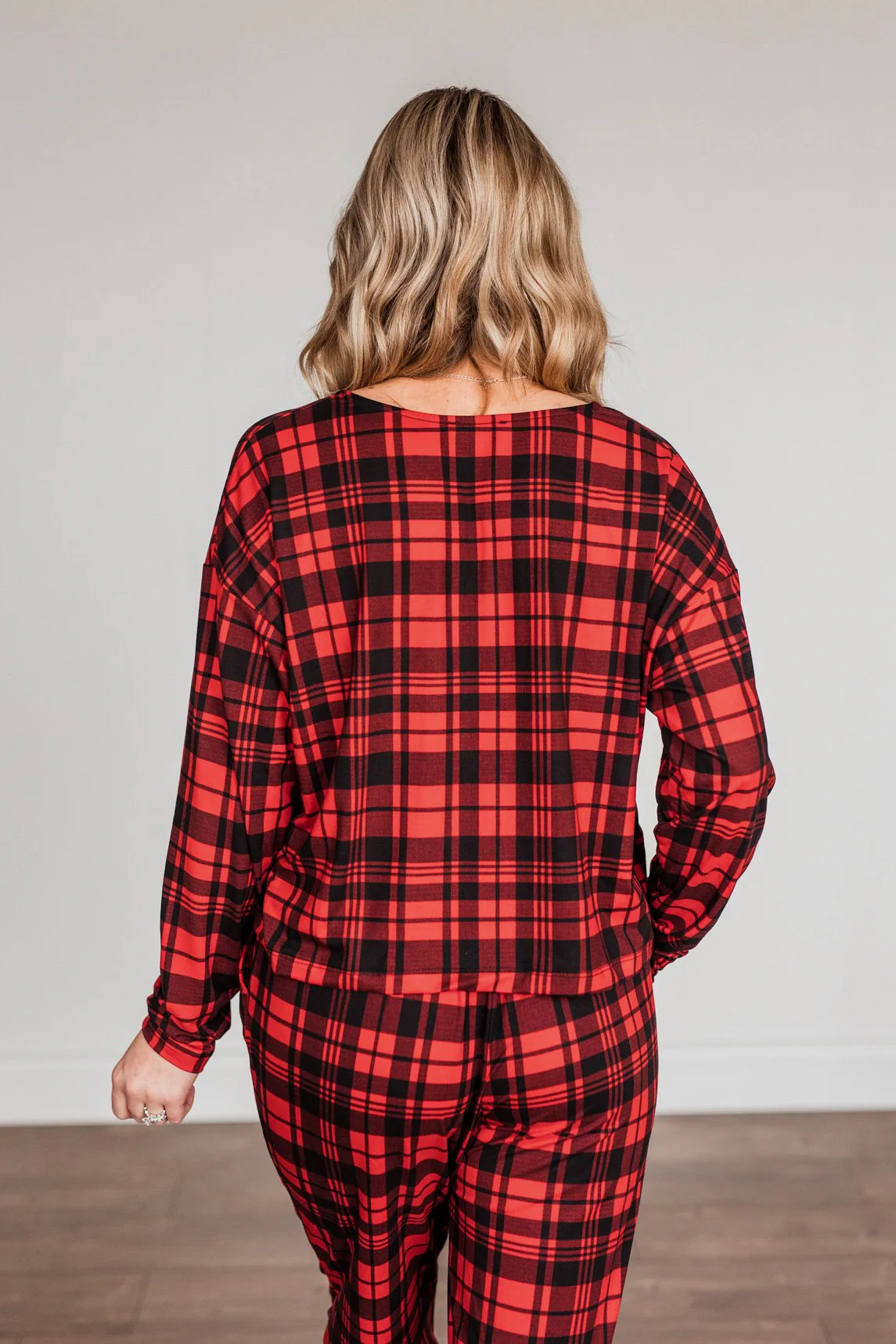 Chasing Snowflakes Plaid Lounge Top- Red & Black - Image 12