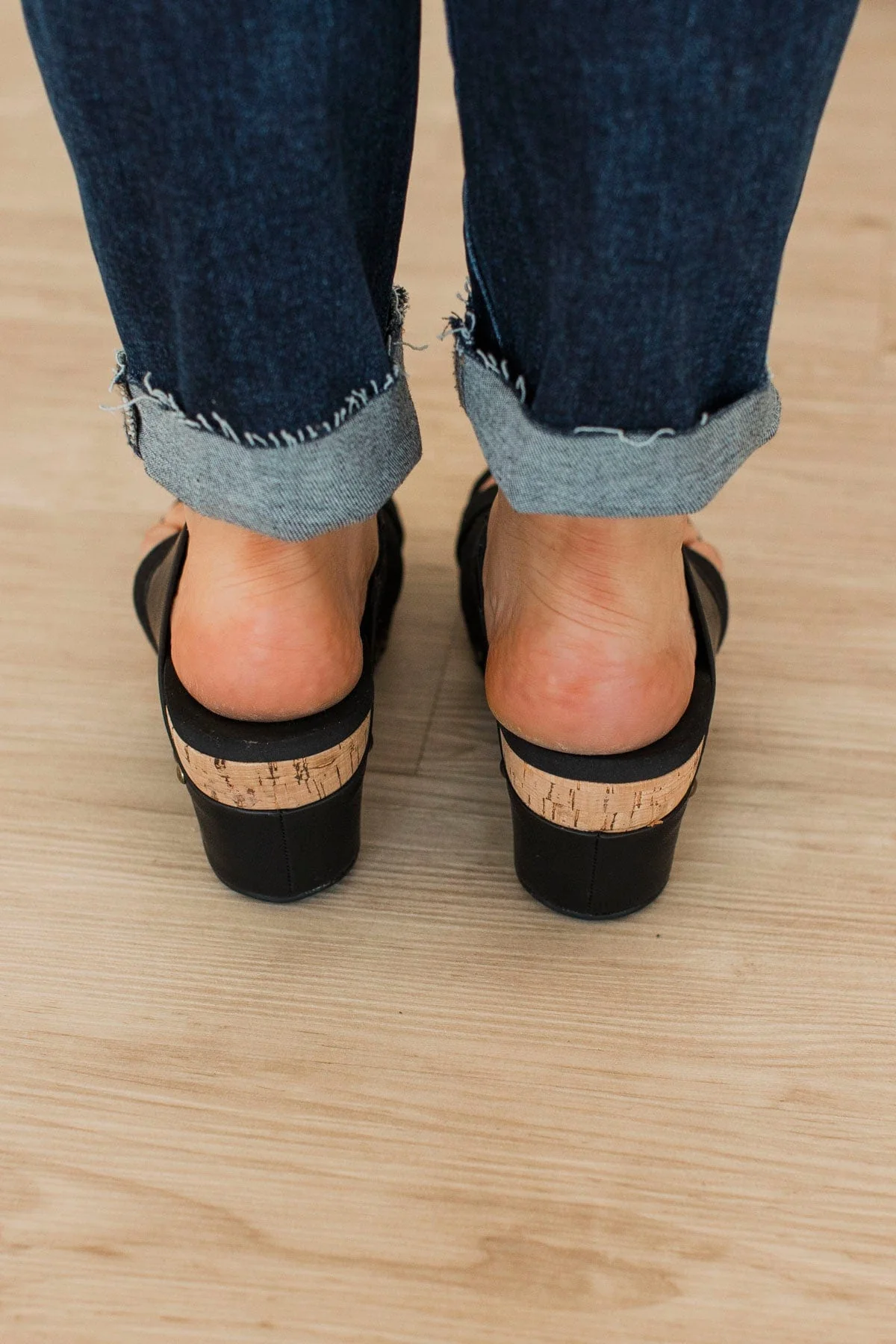 Corky's Bashful Wedge Sandals- Black - Image 3