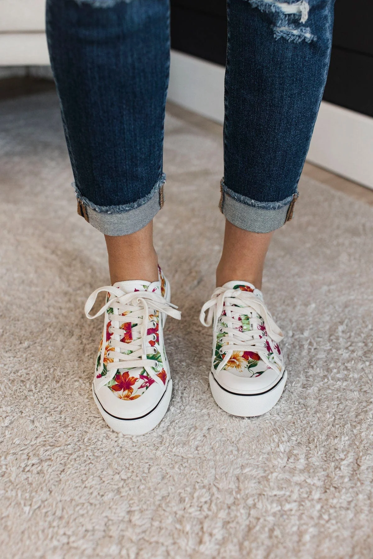 Corky's Waiting List Sneakers- White Floral - Image 4
