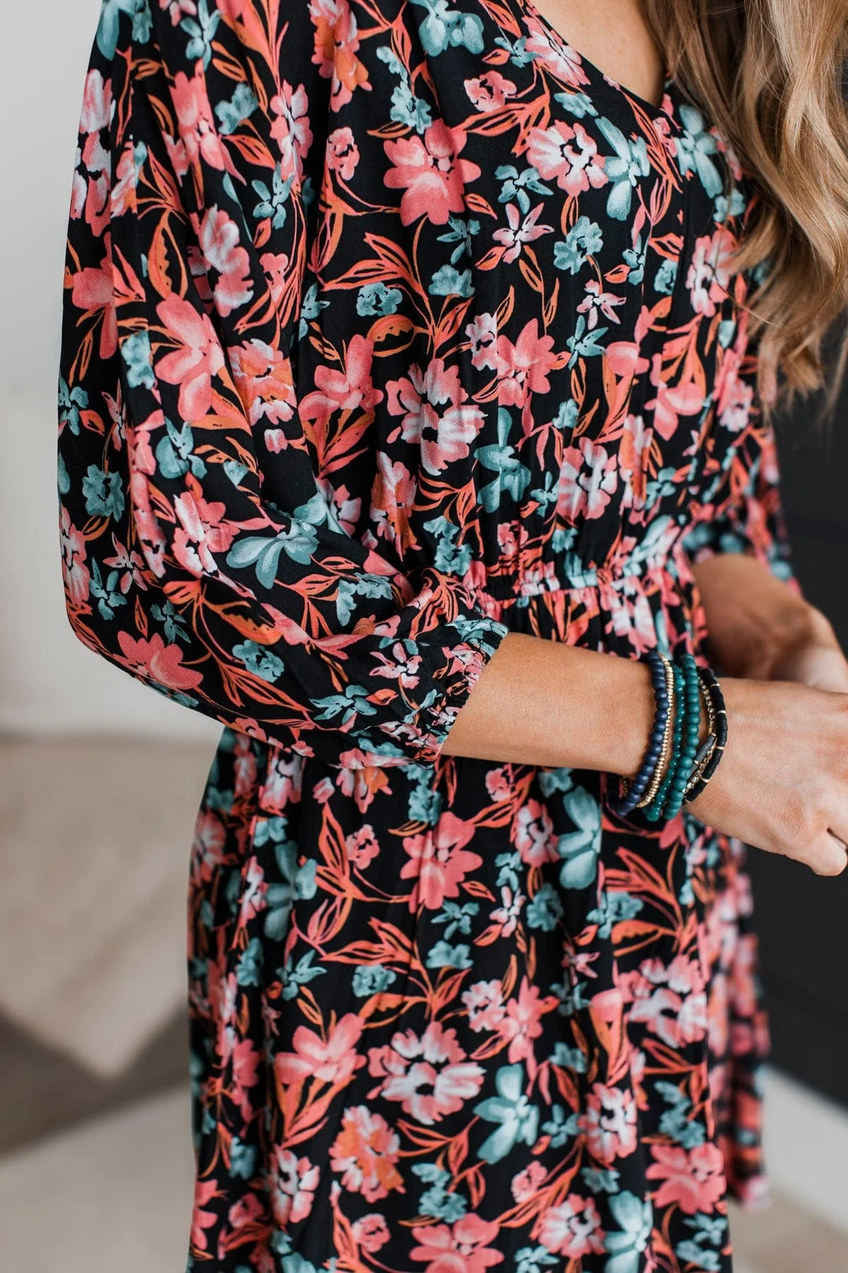 Dance Until Dawn Floral Dress- Black - Image 3