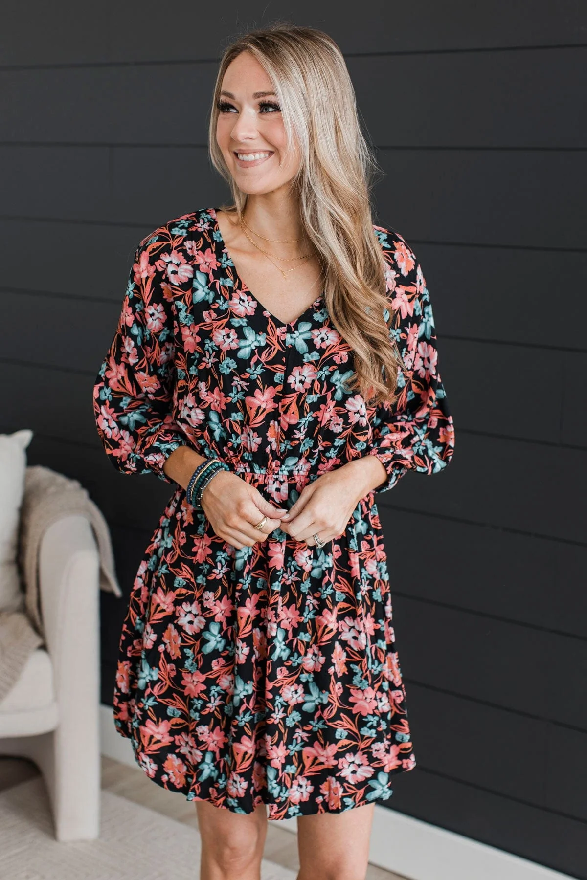 Dance Until Dawn Floral Dress- Black - Image 4