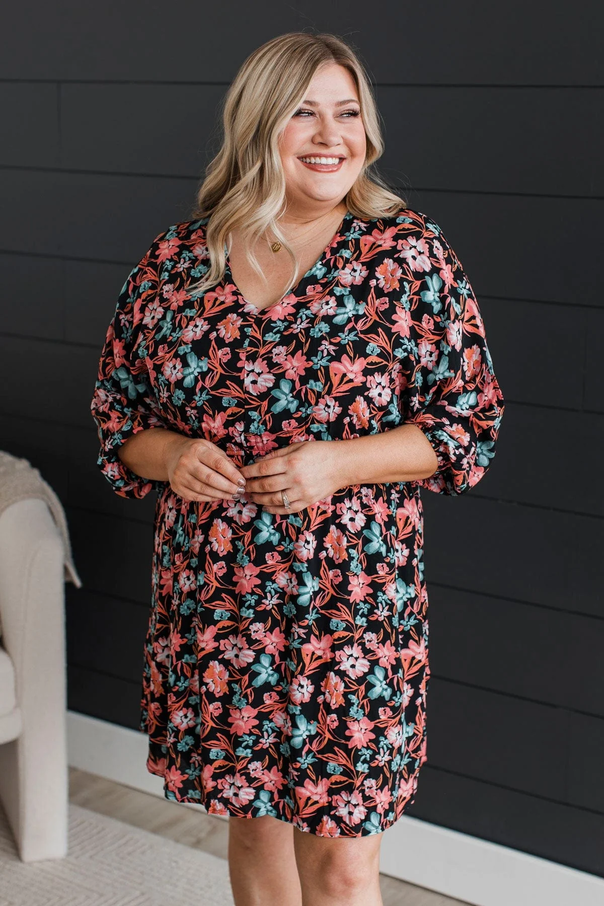 Dance Until Dawn Floral Dress- Black - Image 5