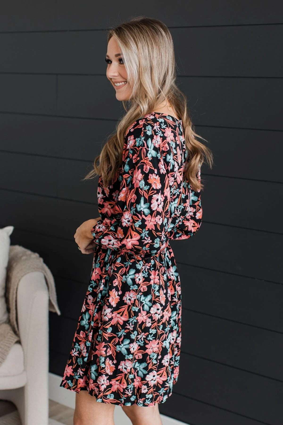 Dance Until Dawn Floral Dress- Black - Image 6