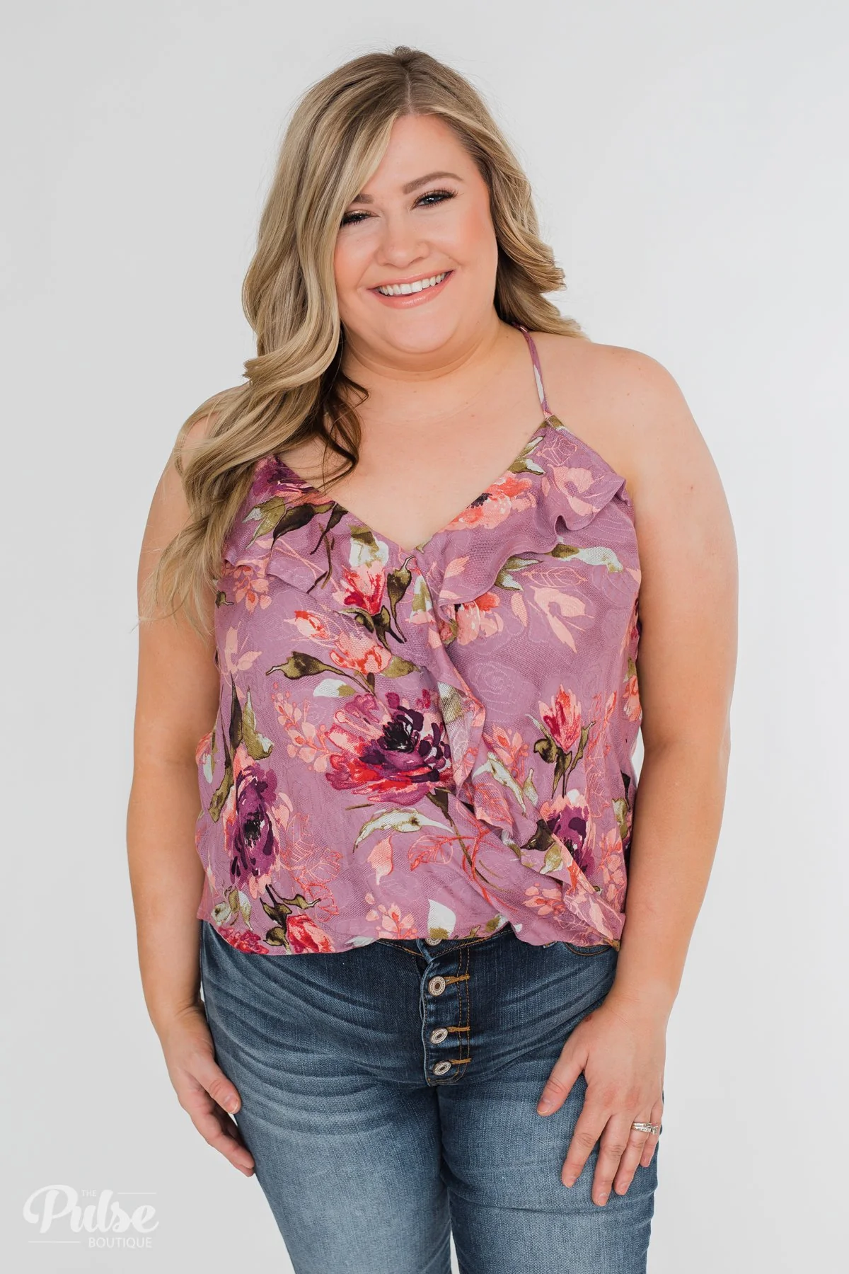 Dreaming of Floral Ruffle Tank Top - Orchid - Image 11