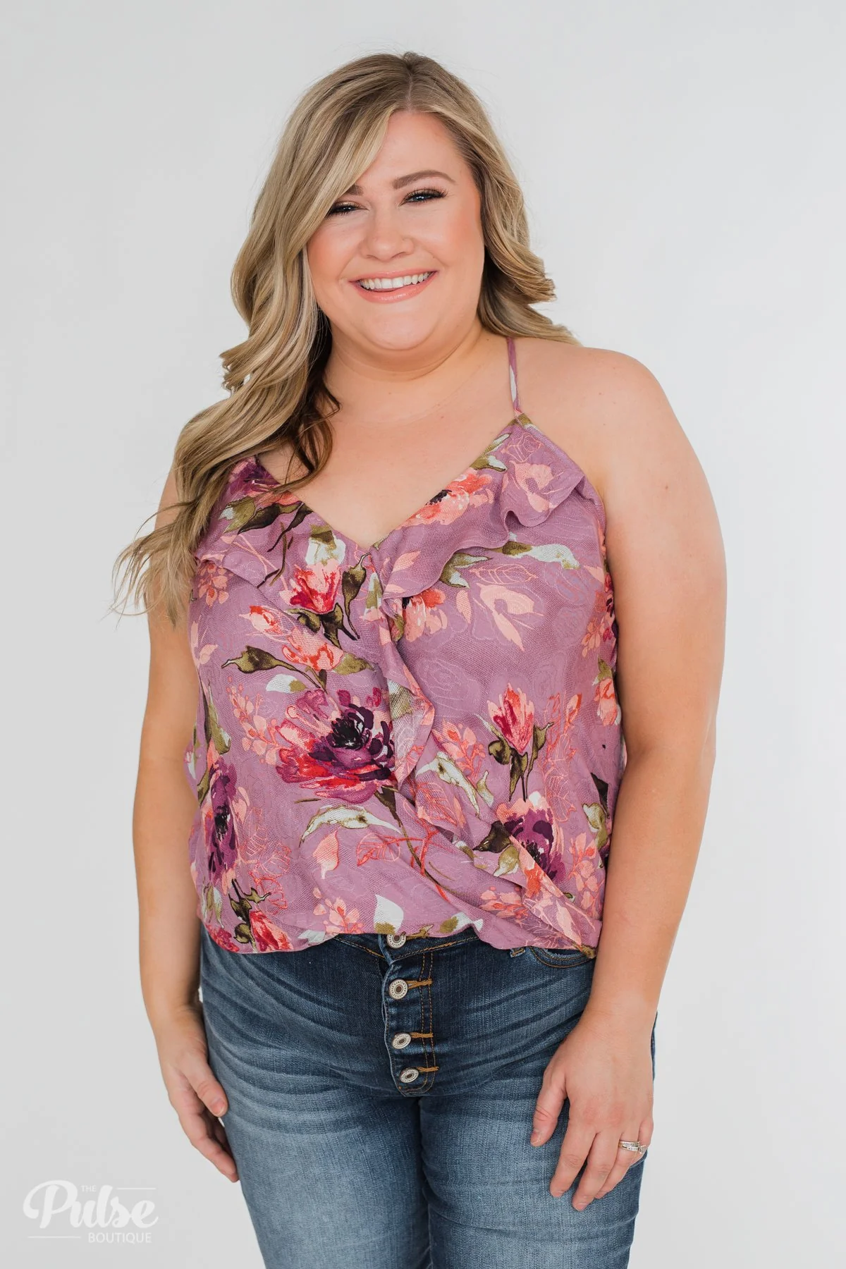 Dreaming of Floral Ruffle Tank Top - Orchid - Image 12