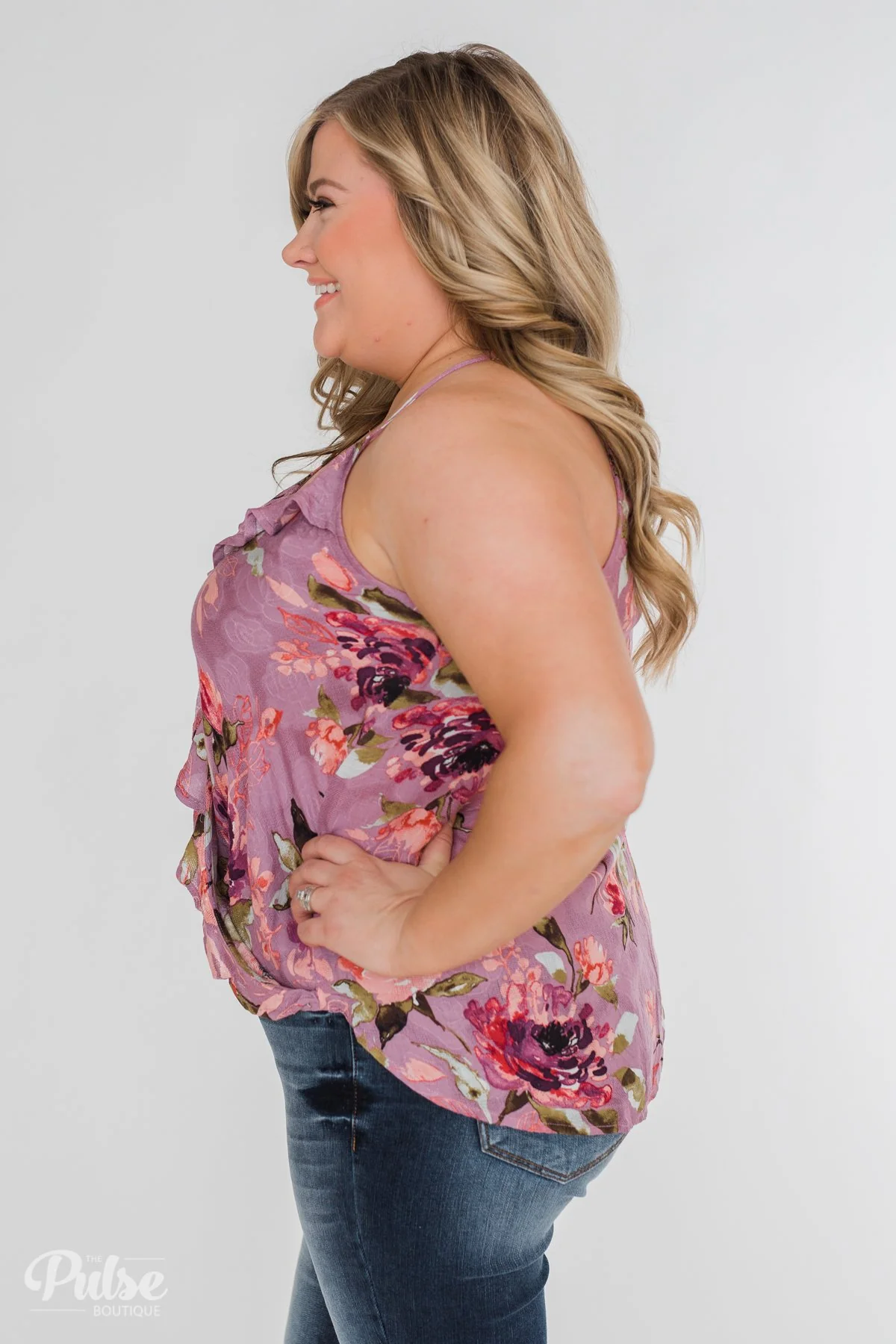 Dreaming of Floral Ruffle Tank Top - Orchid - Image 13