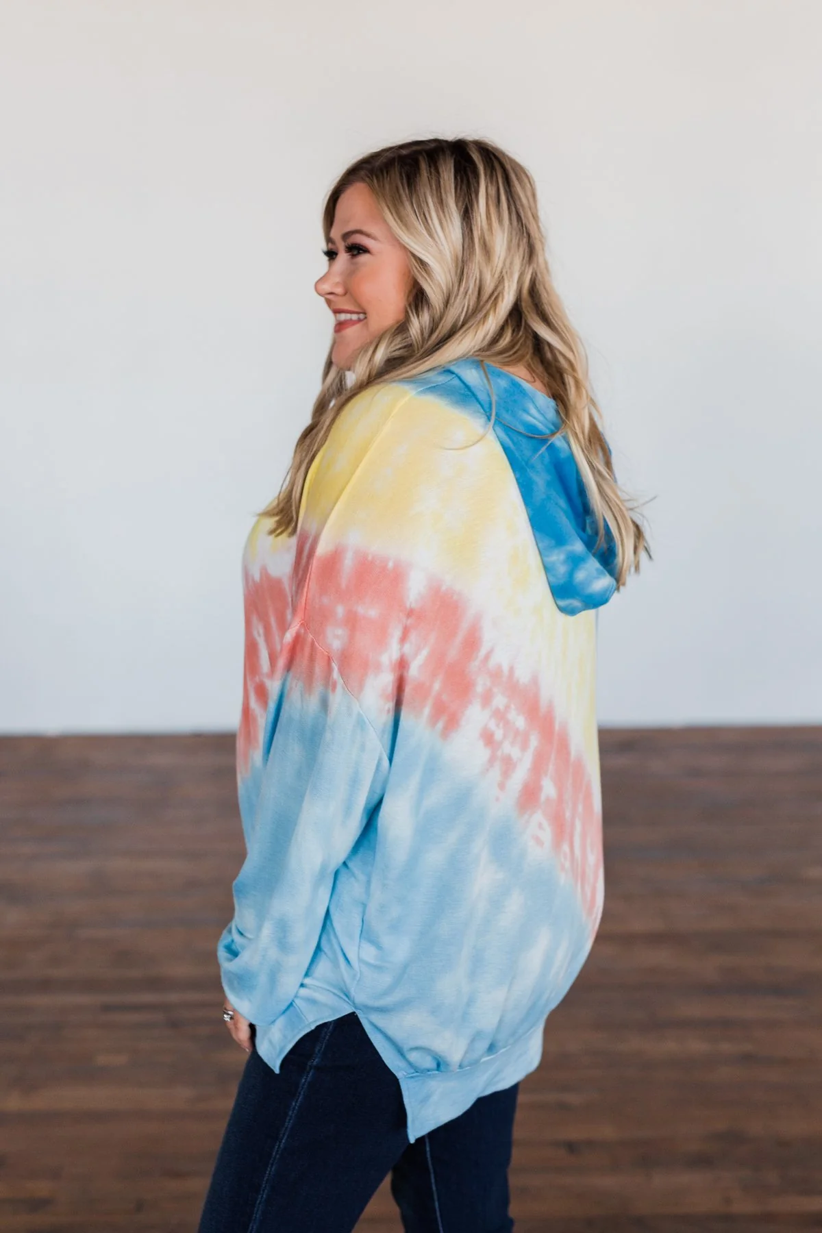 Dreaming of Sunshine Oversized Hoodie- Blue, Yellow, & Coral - Image 10
