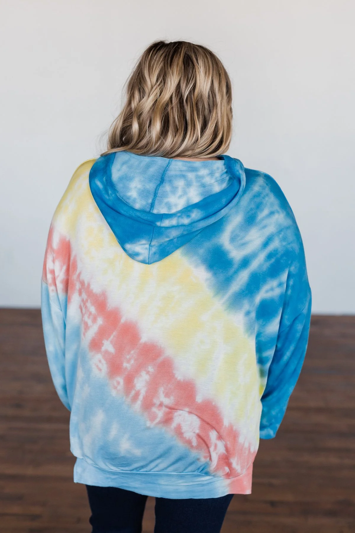 Dreaming of Sunshine Oversized Hoodie- Blue, Yellow, & Coral - Image 12