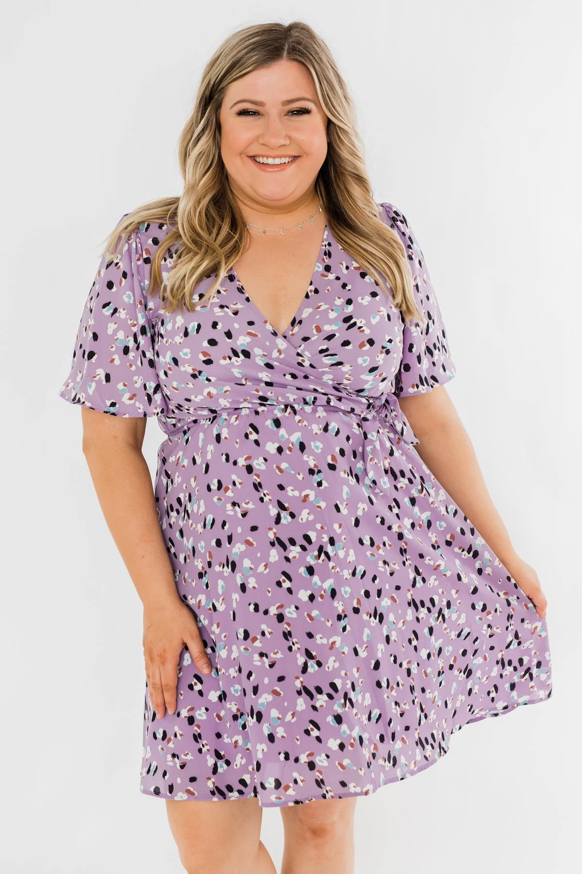 Embrace The Beauty Wrap Tie Dress- Purple - Image 5