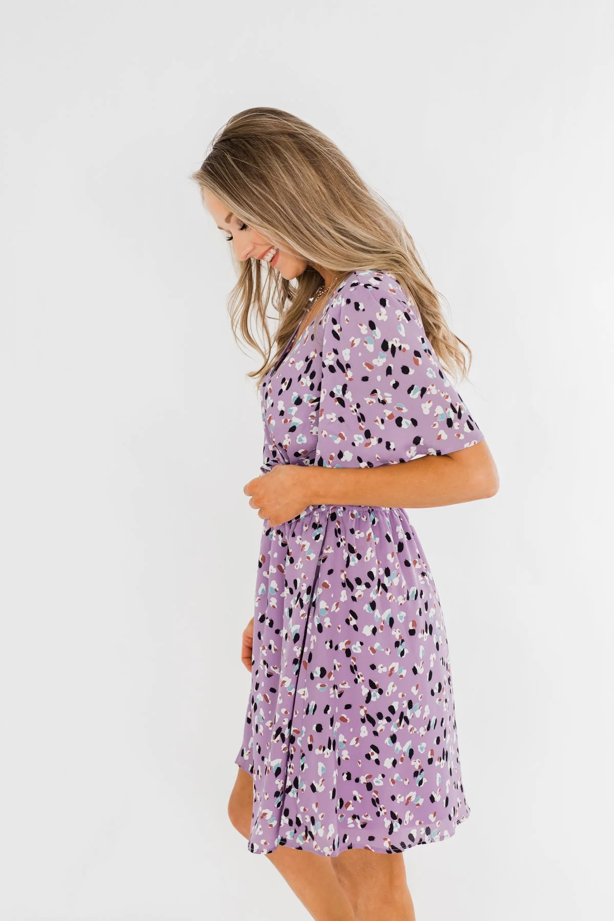 Embrace The Beauty Wrap Tie Dress- Purple - Image 8