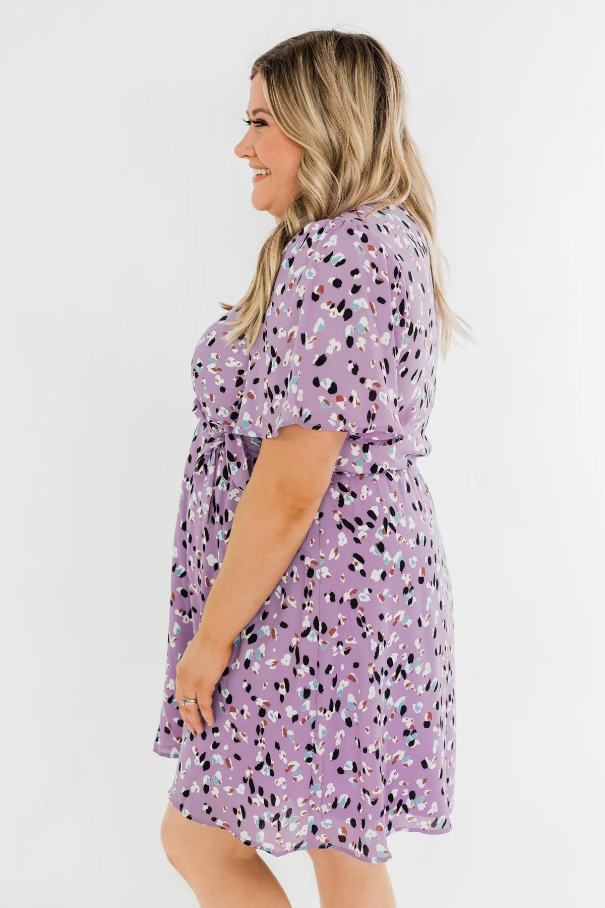 Embrace The Beauty Wrap Tie Dress- Purple - Image 9