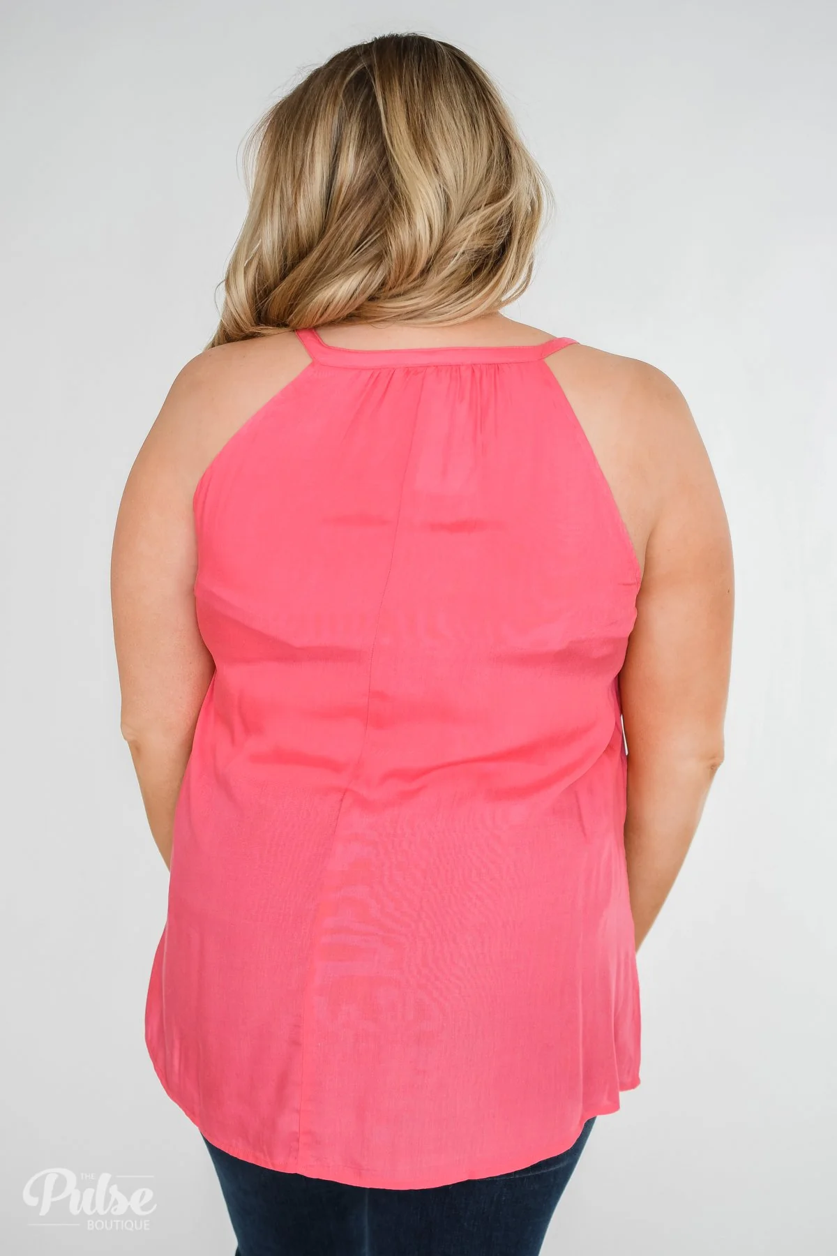 Embroidered Floral Halter Tank Top- Pink - Image 16