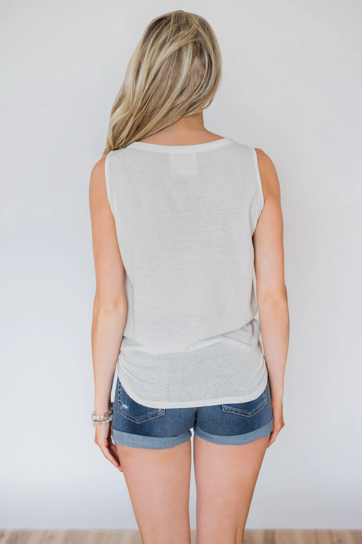 Everyday Button Tie Tank Top- White - Image 6