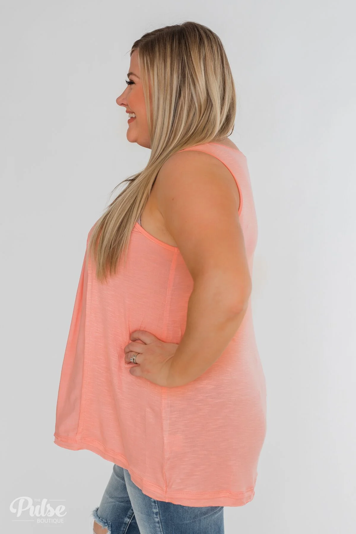 Fill My Days Lace Detailed Tank Top- Soft Coral - Image 11