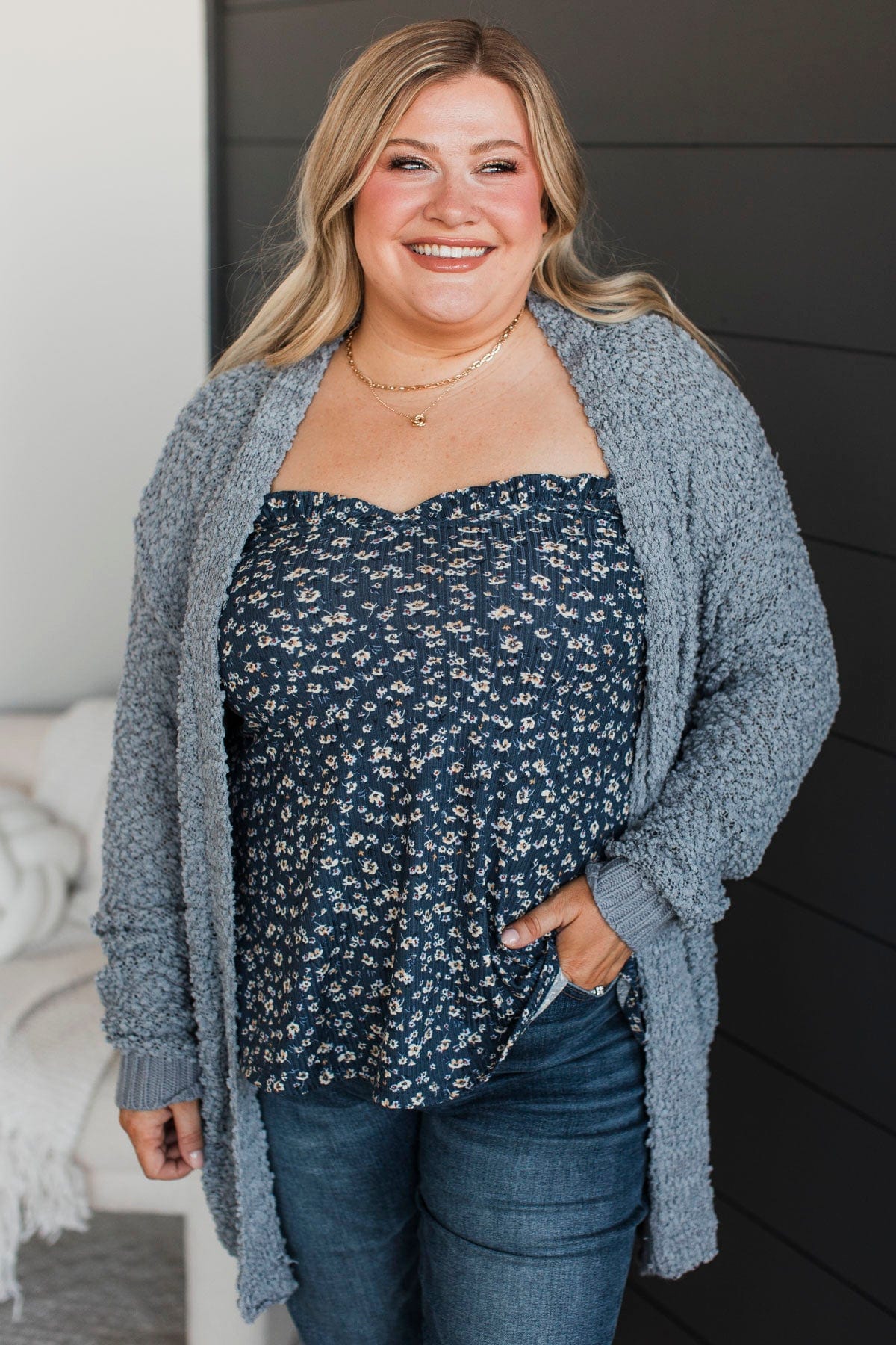 Fond Companions Floral Tank Top- Navy - Image 5