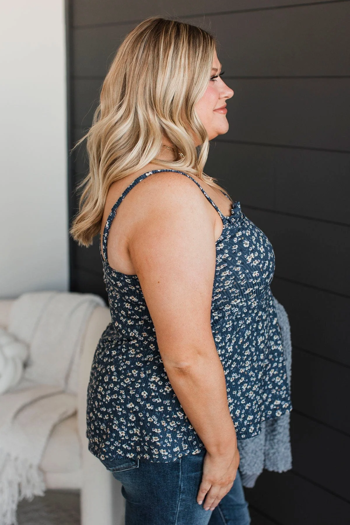 Fond Companions Floral Tank Top- Navy - Image 7