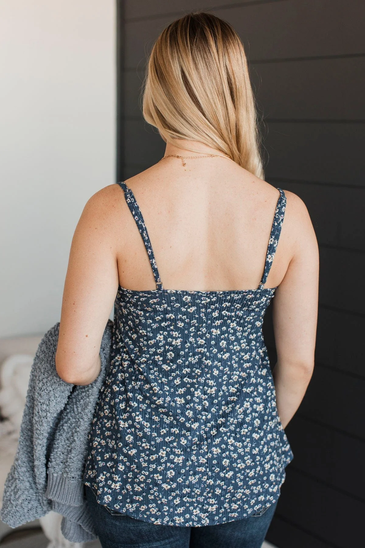 Fond Companions Floral Tank Top- Navy - Image 8