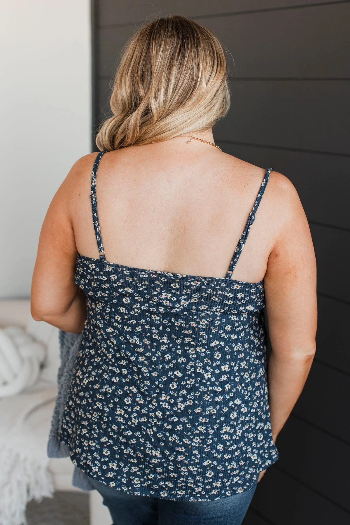 Fond Companions Floral Tank Top- Navy - Image 9