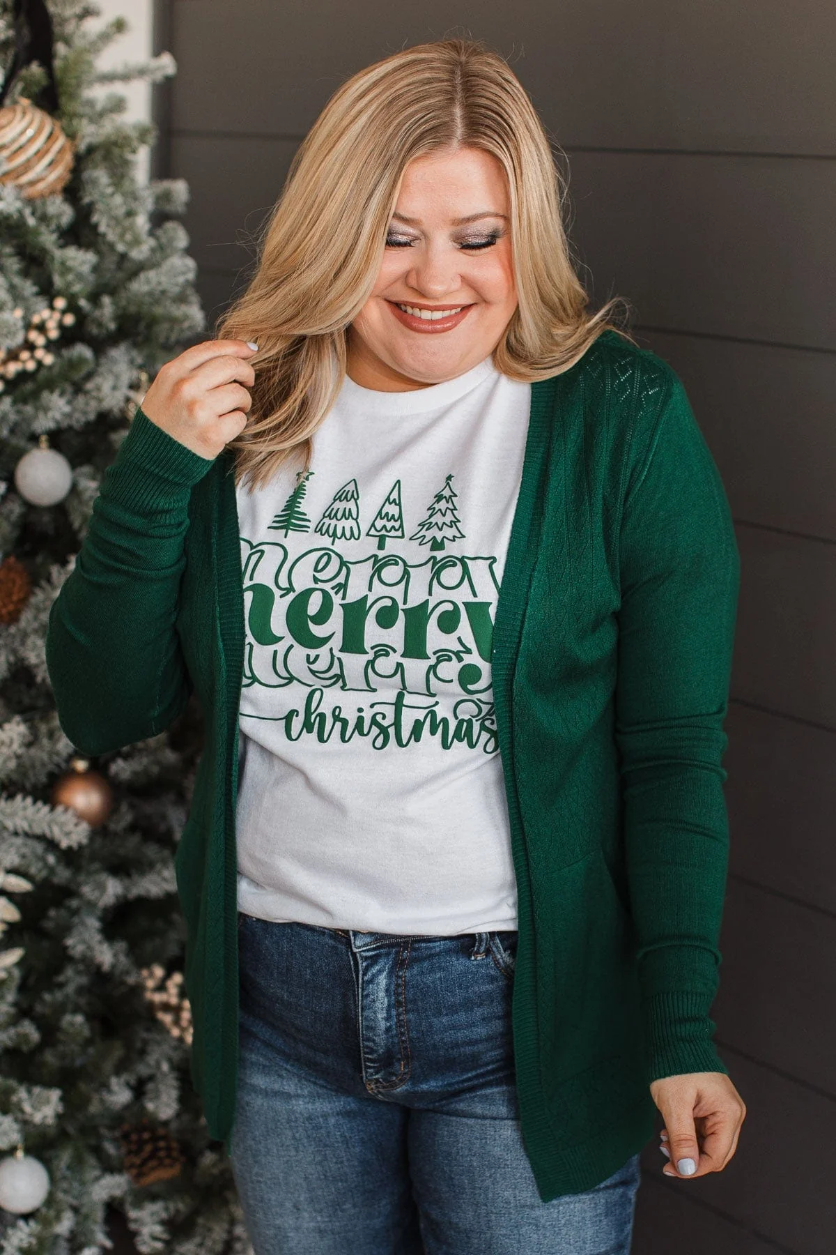 Found Myself Open Front Knit Cardigan- Wintergreen - Image 4