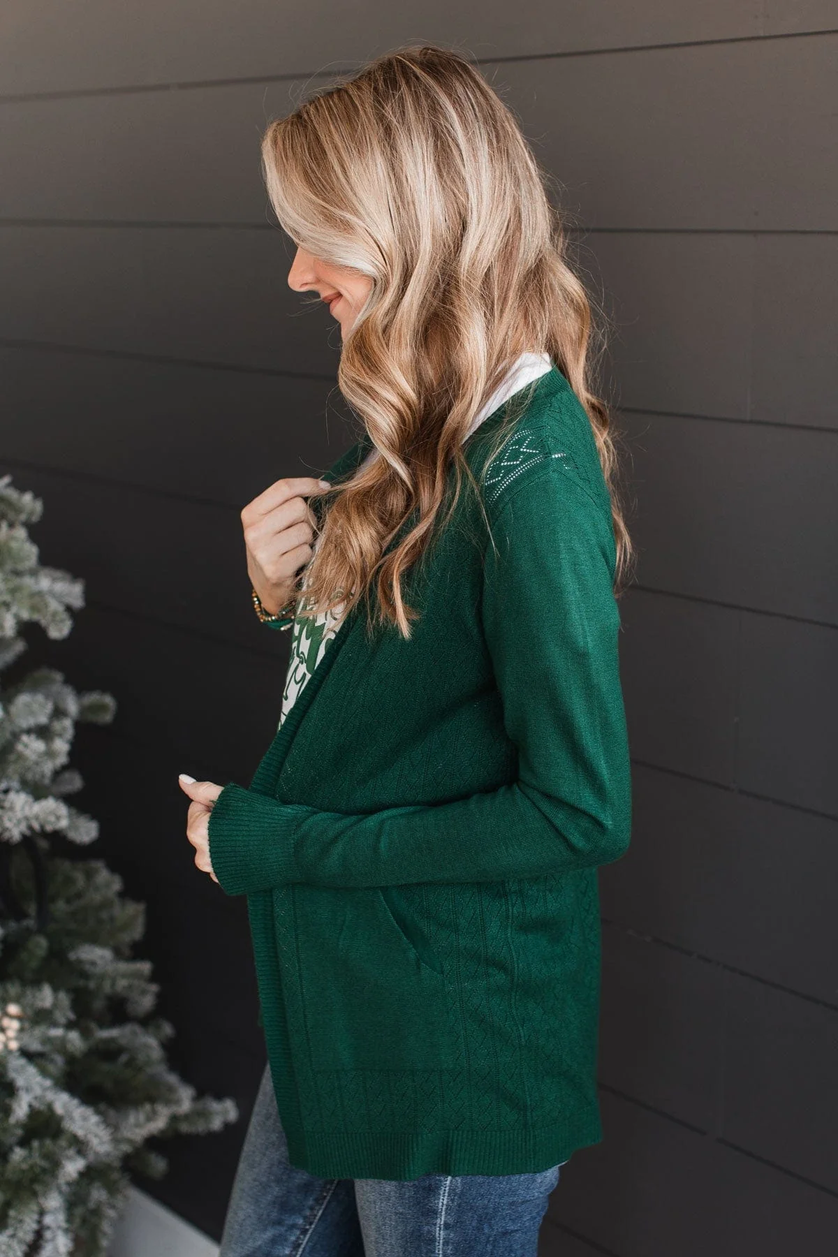 Found Myself Open Front Knit Cardigan- Wintergreen - Image 5