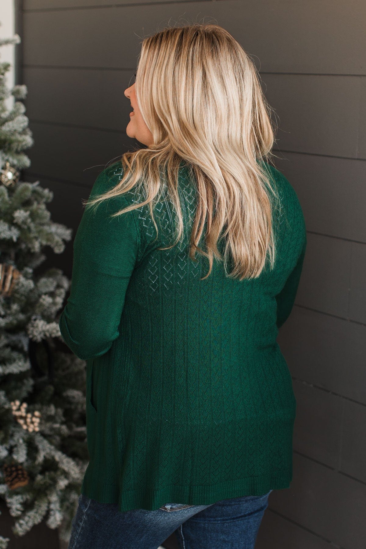 Found Myself Open Front Knit Cardigan- Wintergreen - Image 6
