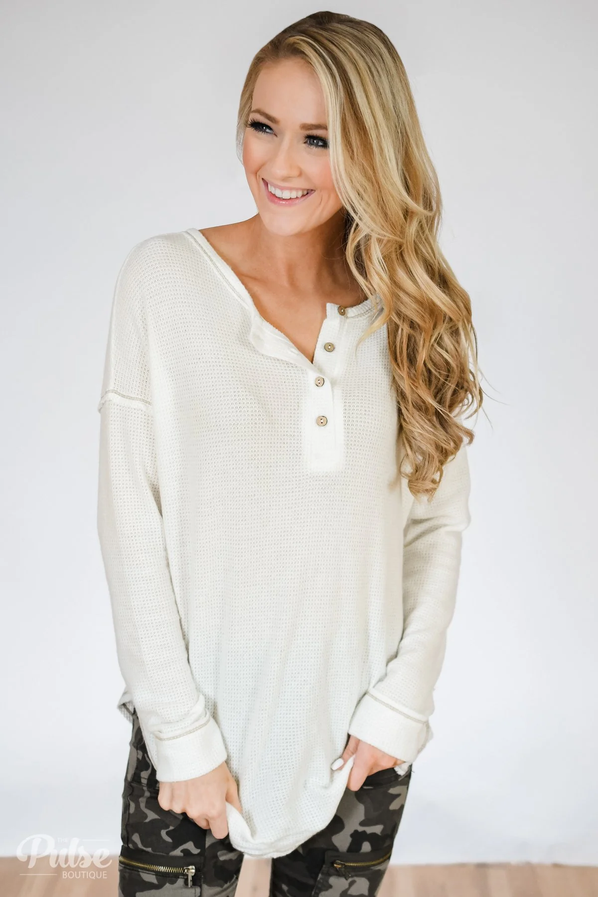 Go-To Henley Thermal Top- Ivory - Image 4