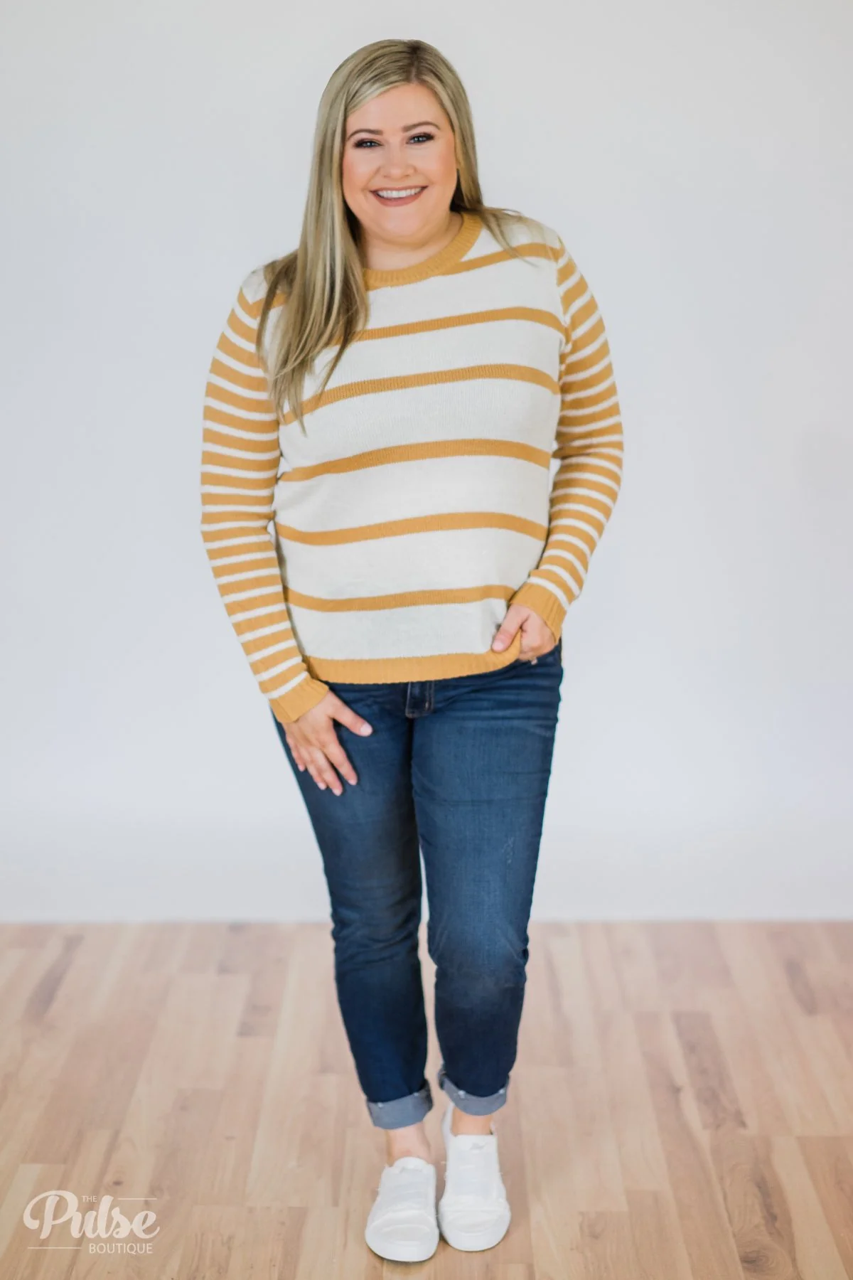 Good Things Coming Striped Knit Sweater- Golden Yellow - Image 4