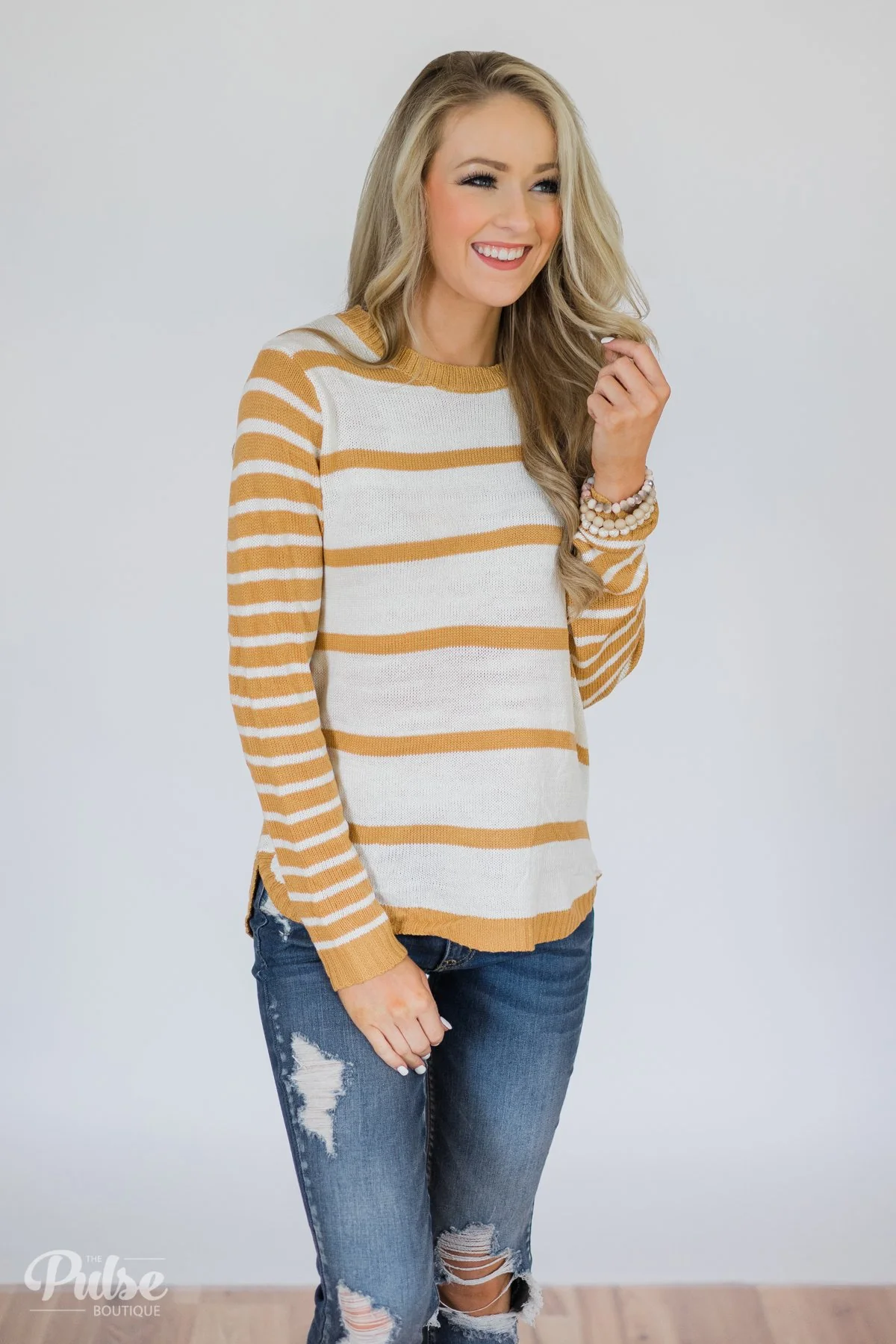 Good Things Coming Striped Knit Sweater- Golden Yellow - Image 5