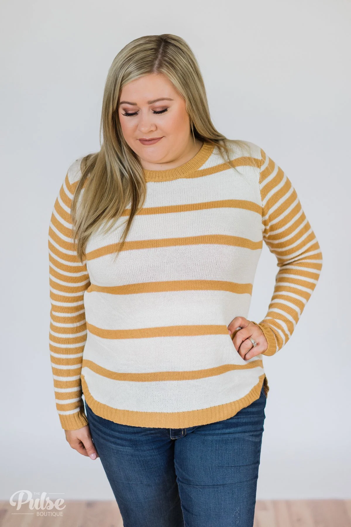 Good Things Coming Striped Knit Sweater- Golden Yellow - Image 8