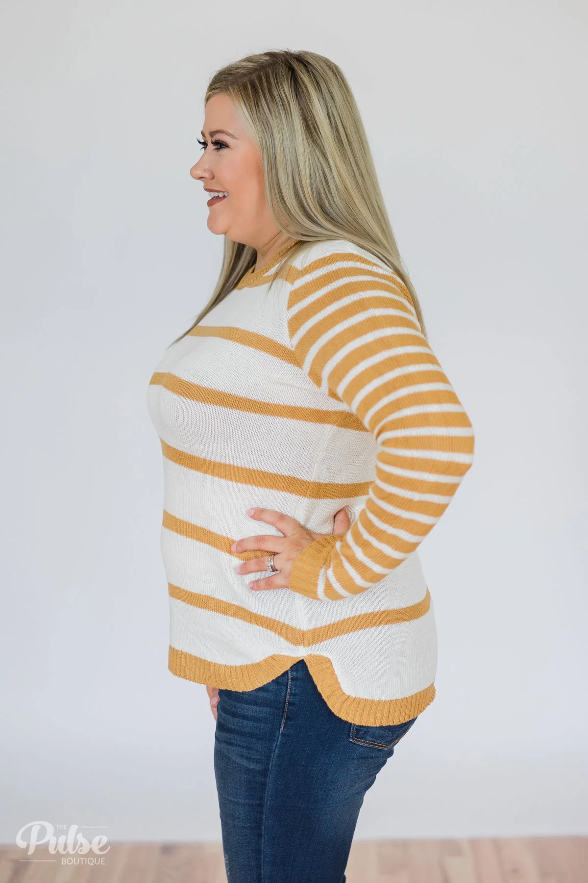 Good Things Coming Striped Knit Sweater- Golden Yellow - Image 9
